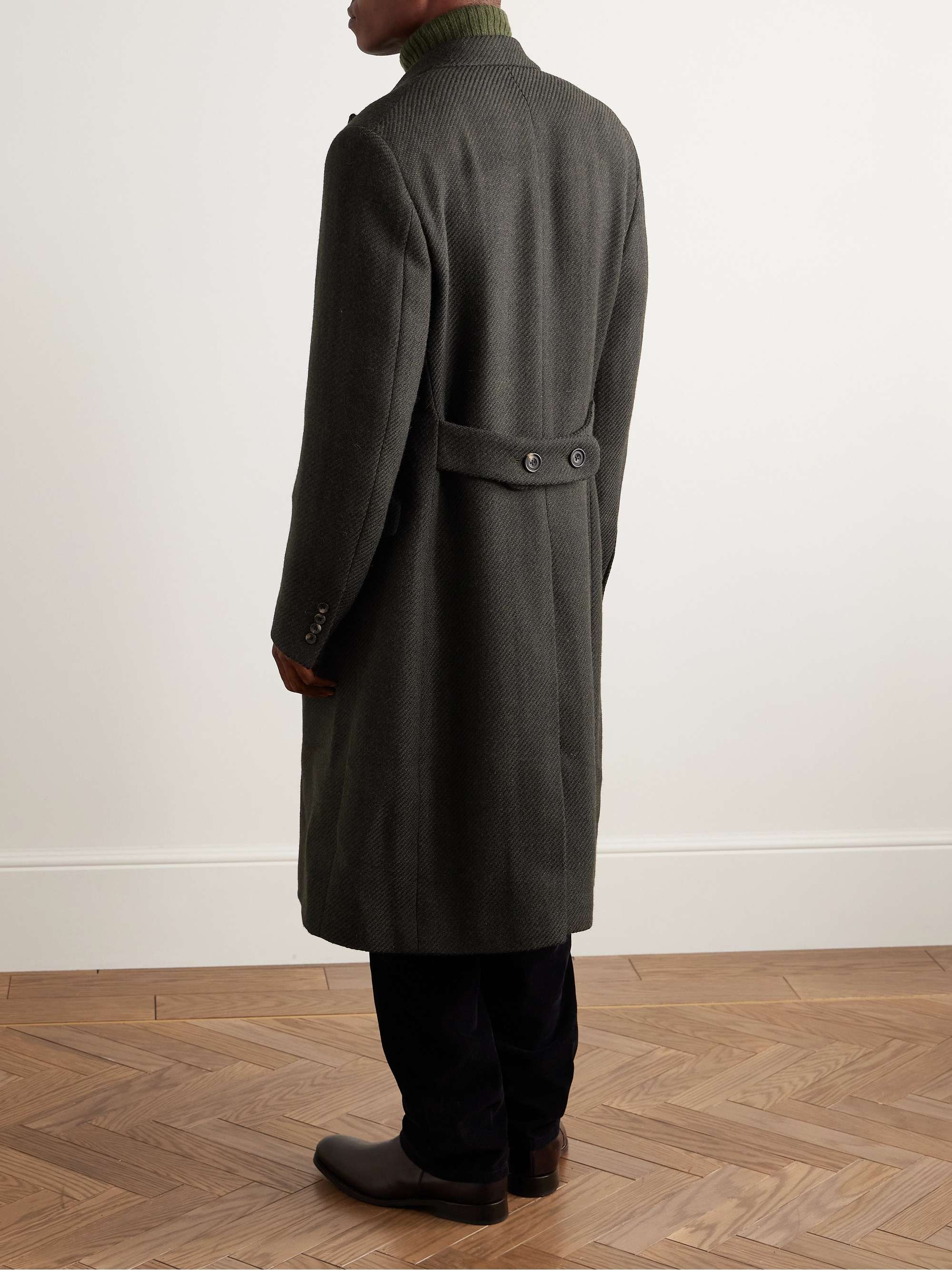 Slim-Fit Double-Breasted Wool-Hopsack Coat view