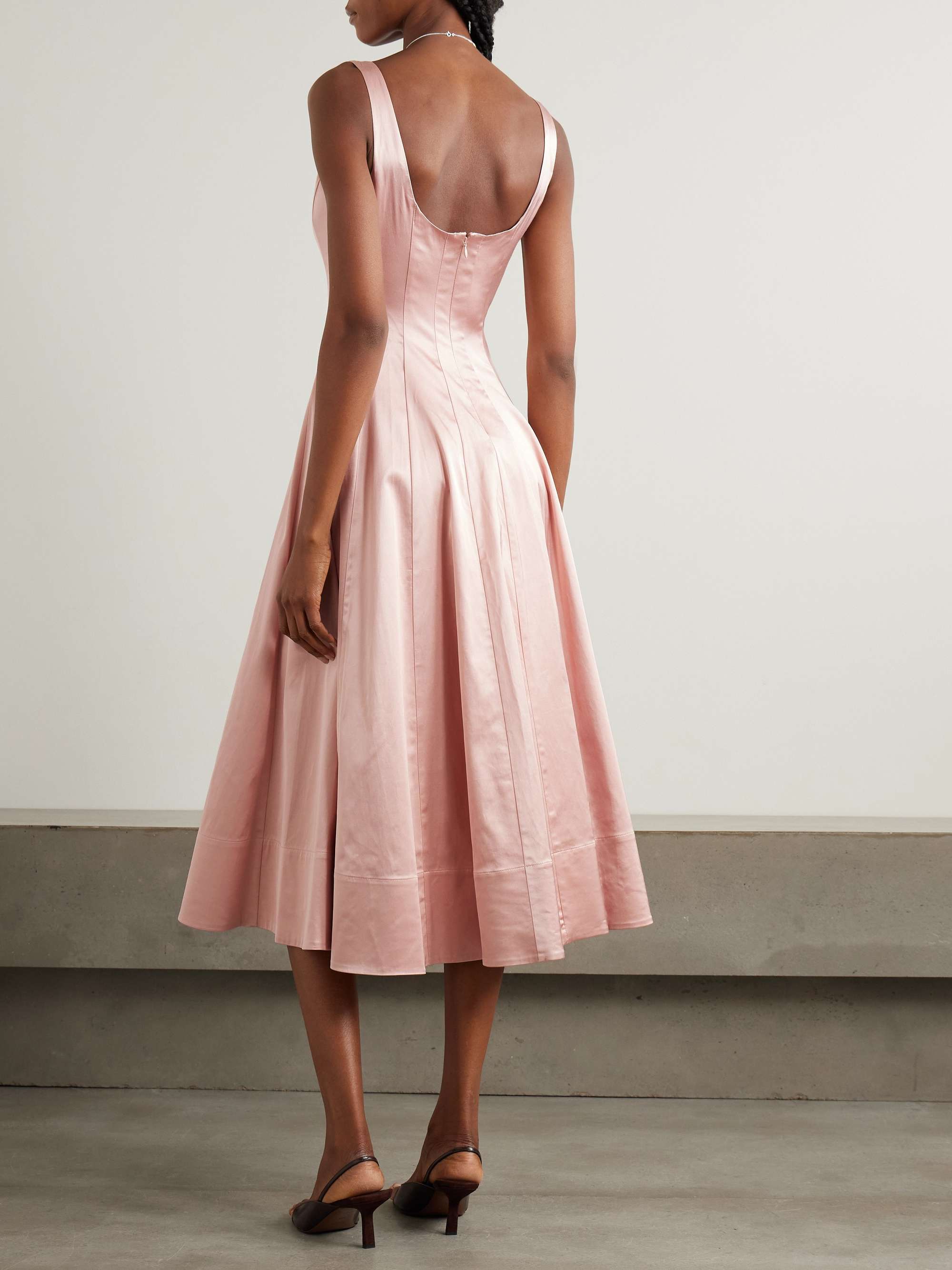 Wells pleated satin midi dress view