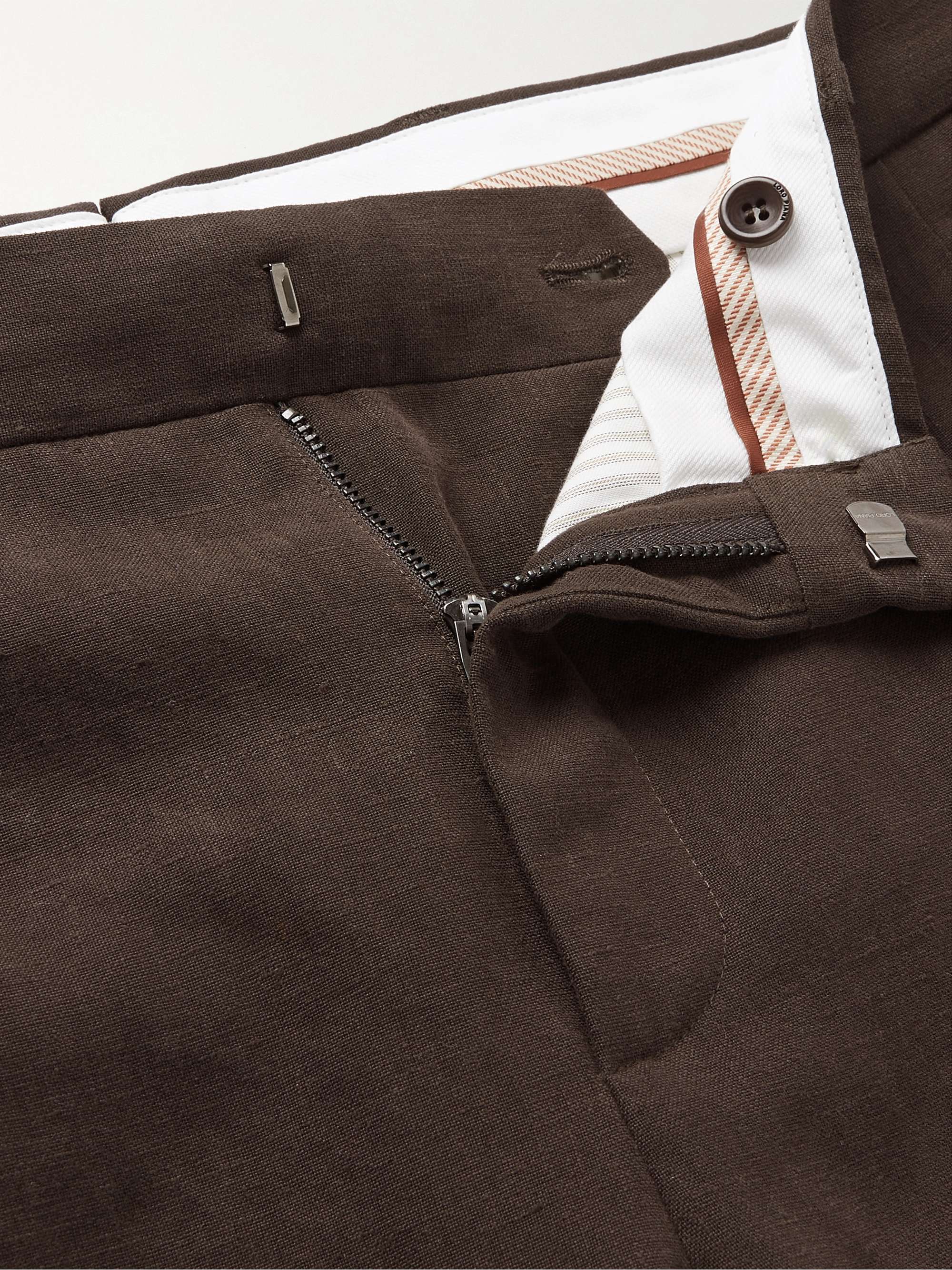 Slim-Fit Tapered Pleated Linen Suit Trousers view