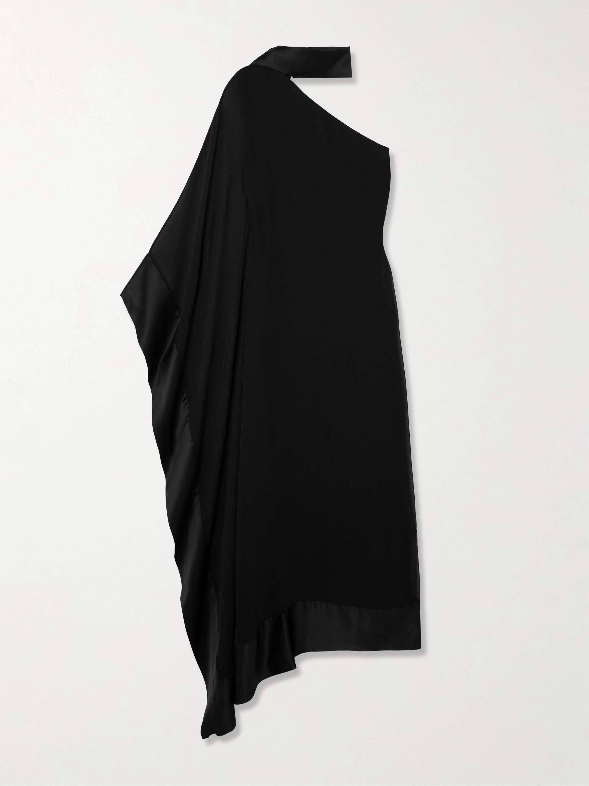 Betsy Spirito one-shoulder satin-trimmed silk-chiffon dress view
