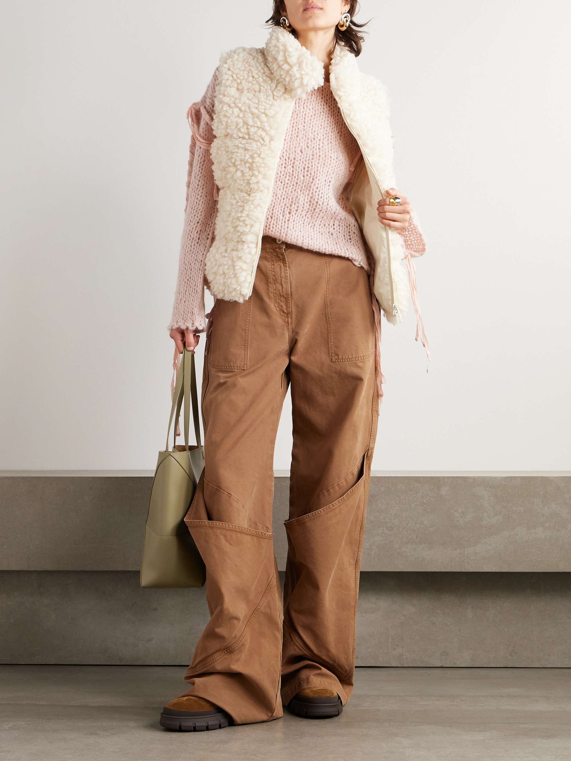Quilted faux shearling down gilet view