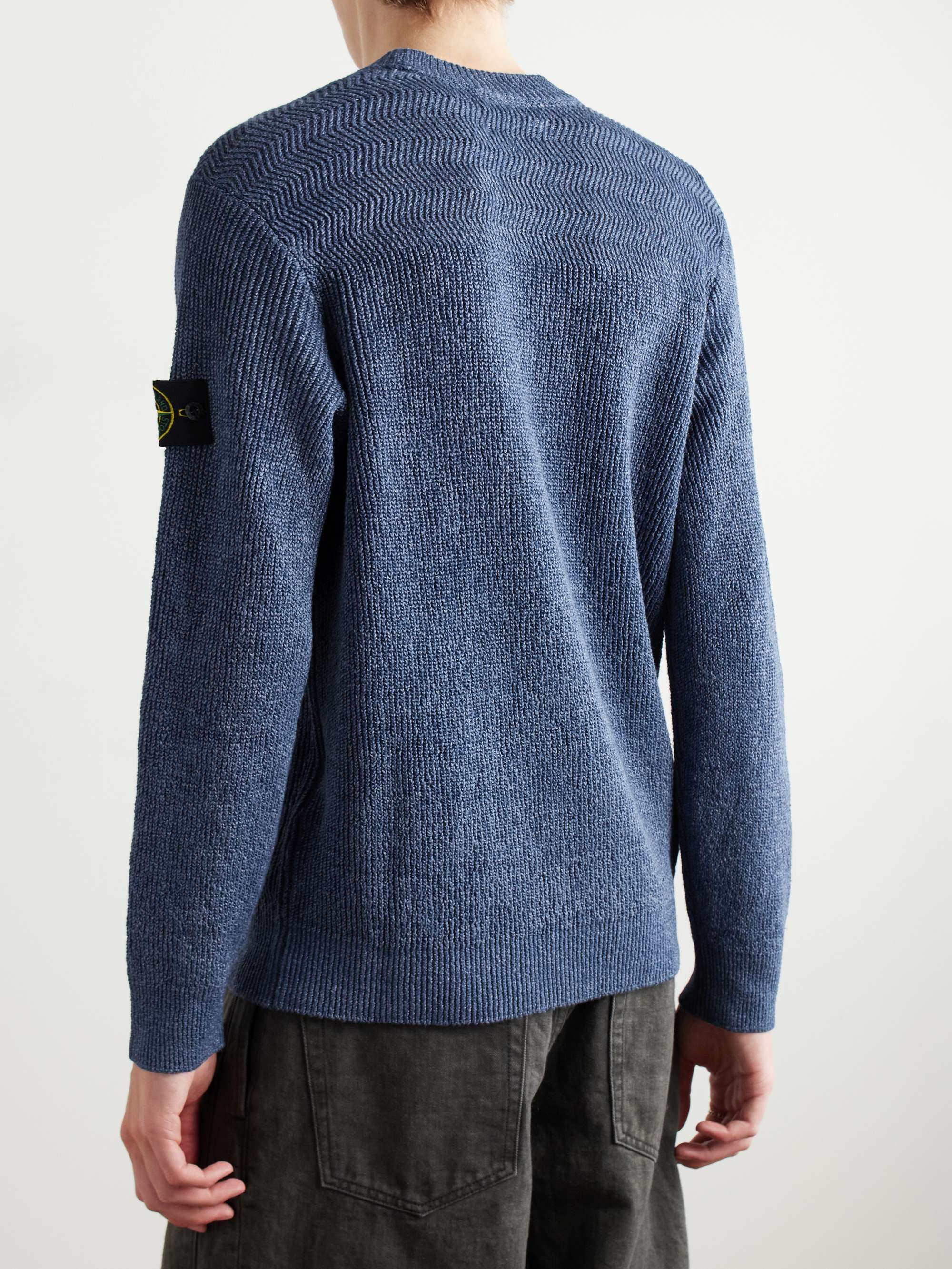 Logo-Appliquéd Ribbed Linen-Blend Sweater view