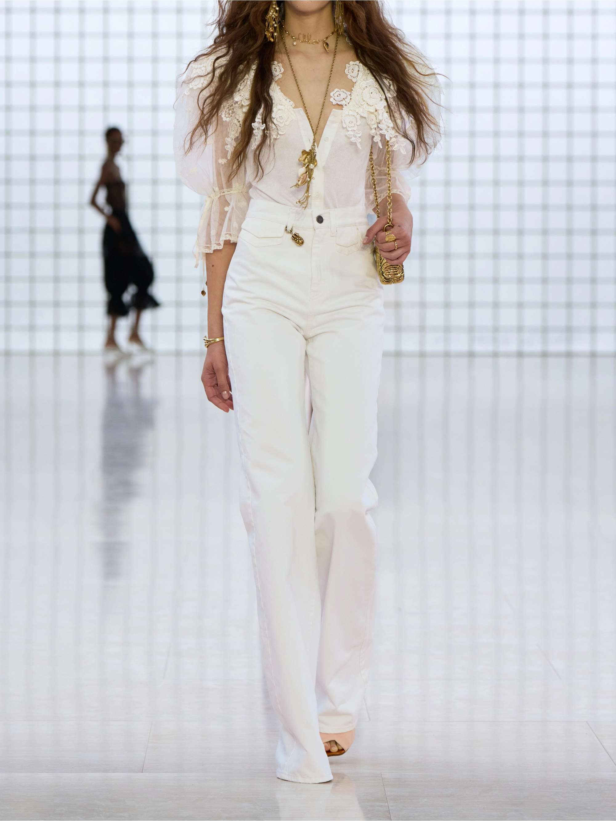 Embellished lace-trimmed cotton bodysuit view