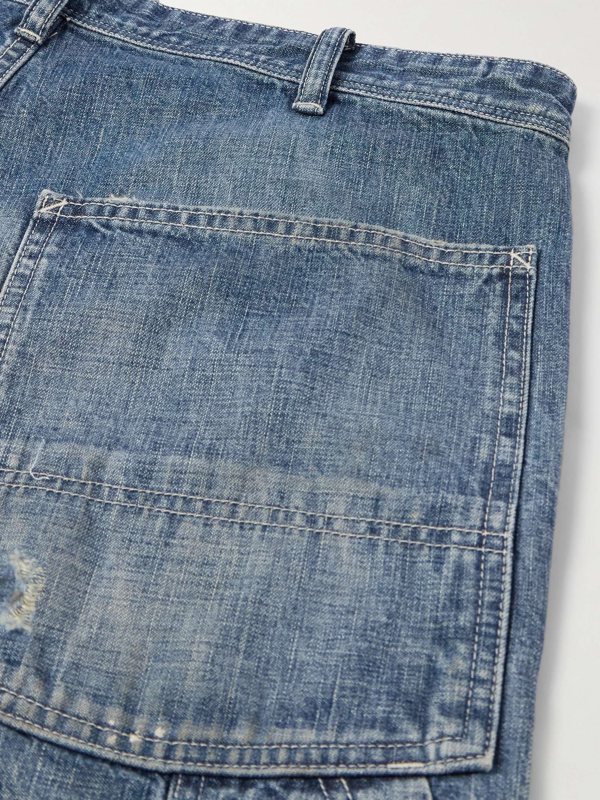 Straight-Leg Distressed Paint-Spattered Jeans view