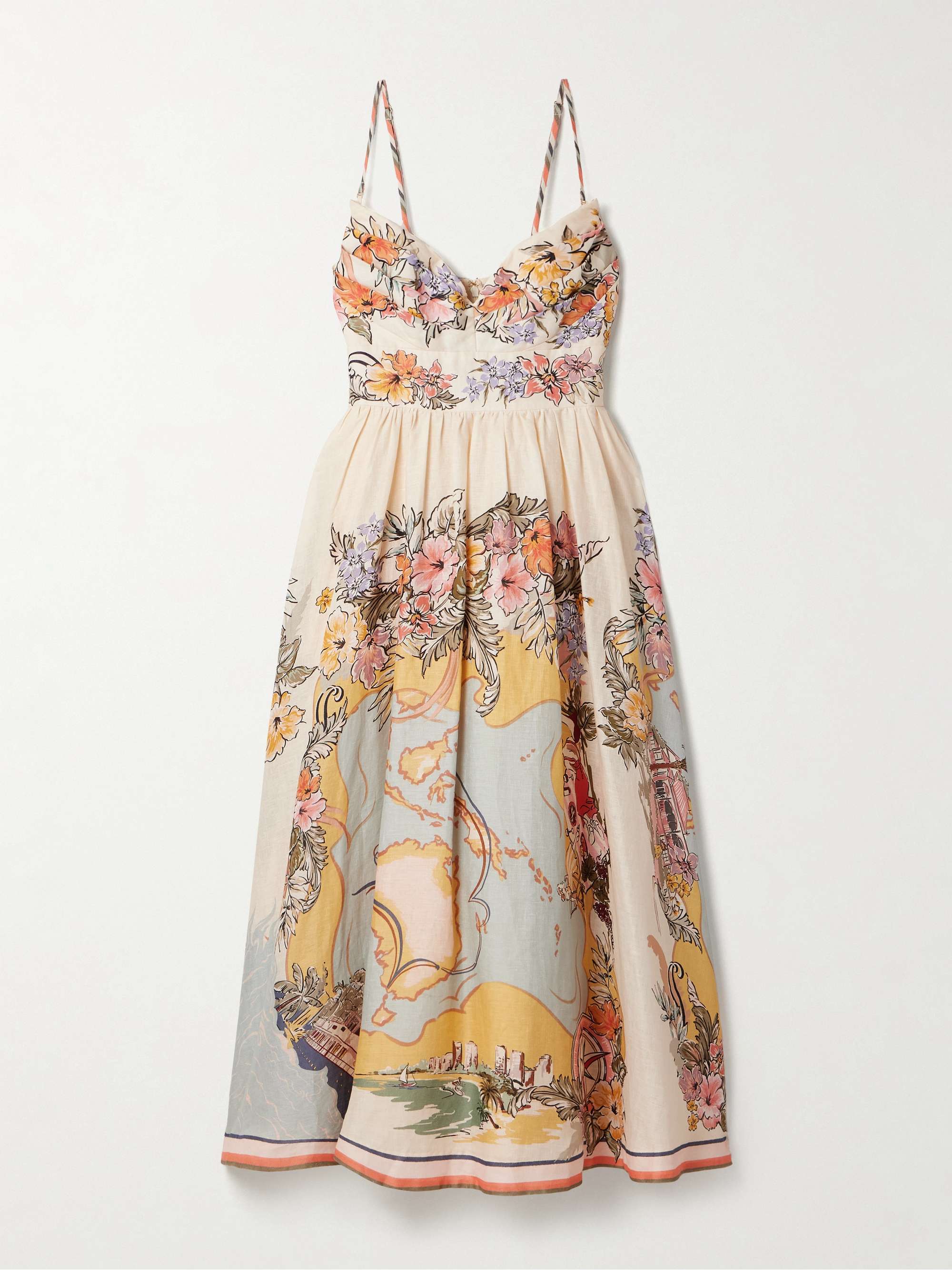 Tallow pleated printed linen midi dress view