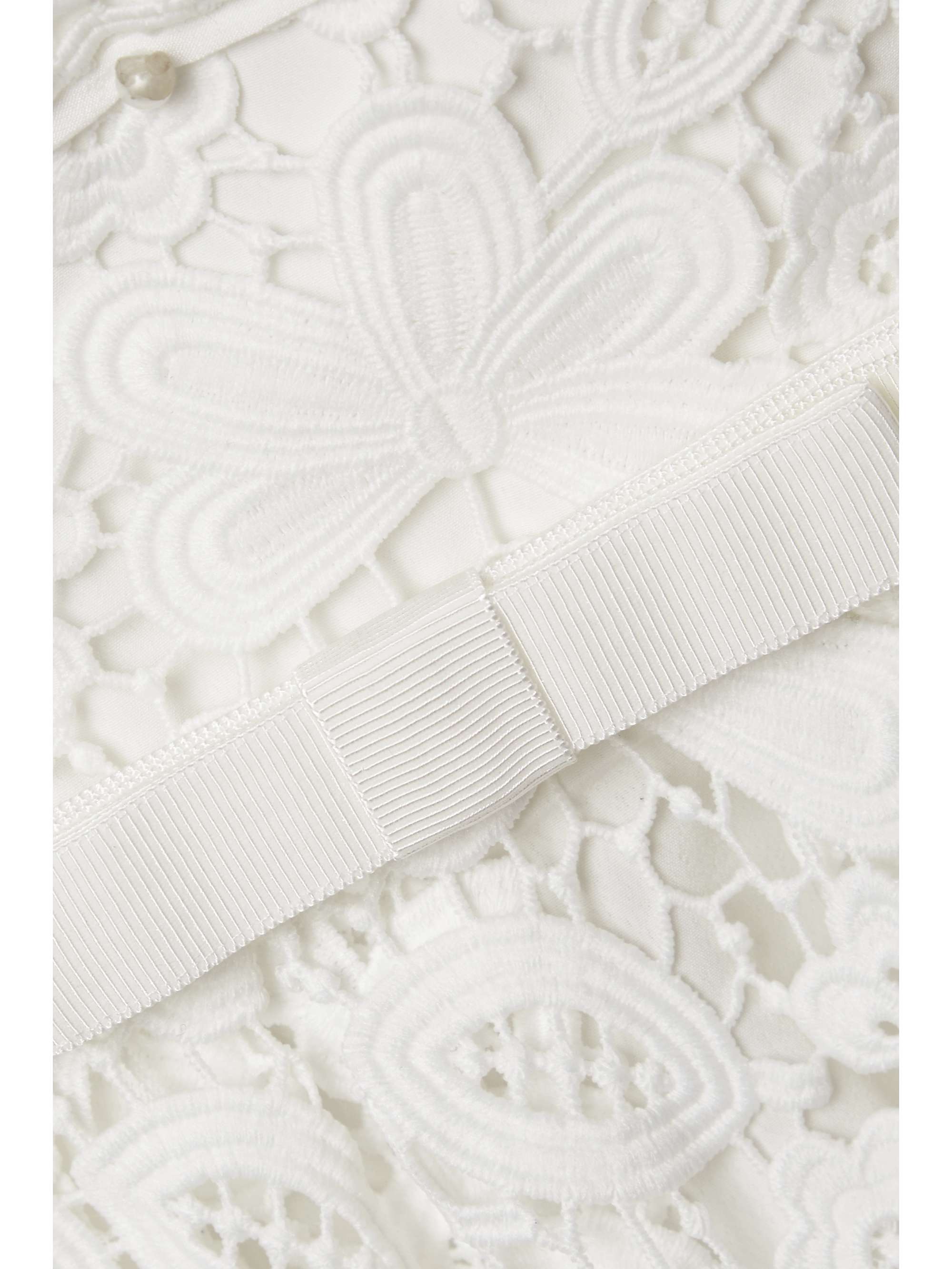 Grosgrain-trimmed guipure lace mini dress view