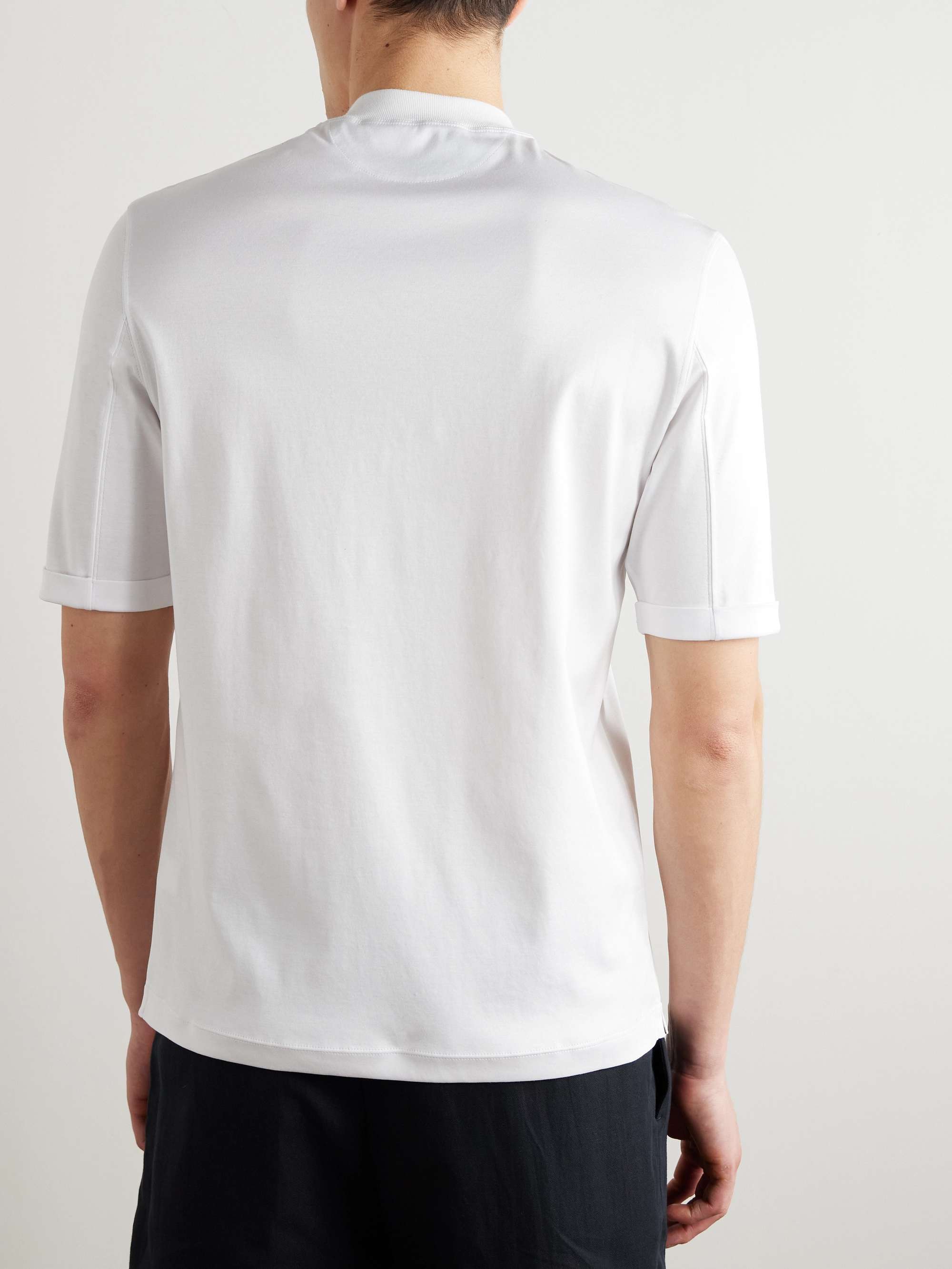 Mock-Neck Logo-Print Cotton-Jersey T-Shirt view