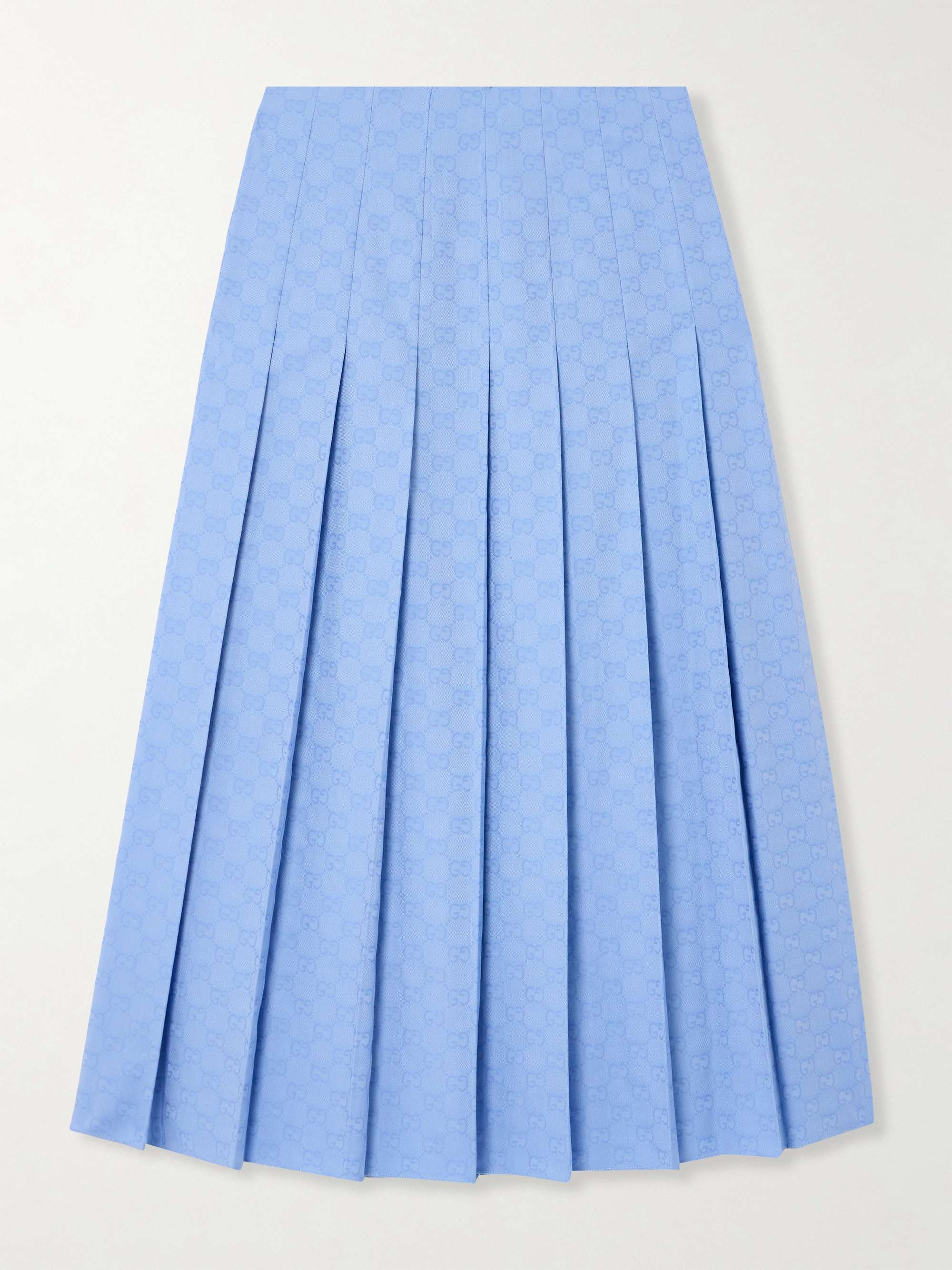 Pleated cotton Oxford-jacquard midi skirt view