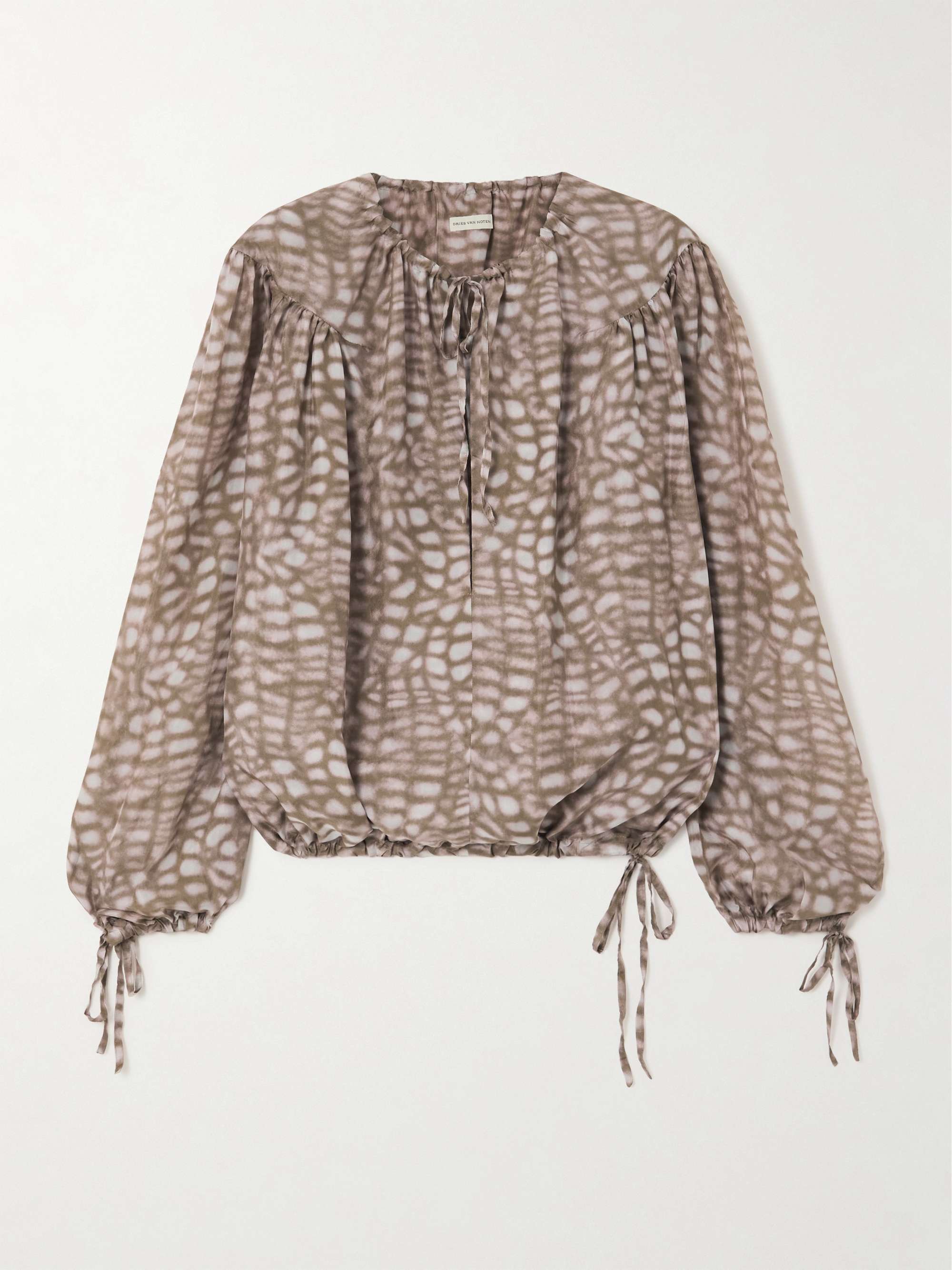 Printed silk-satin blouse view