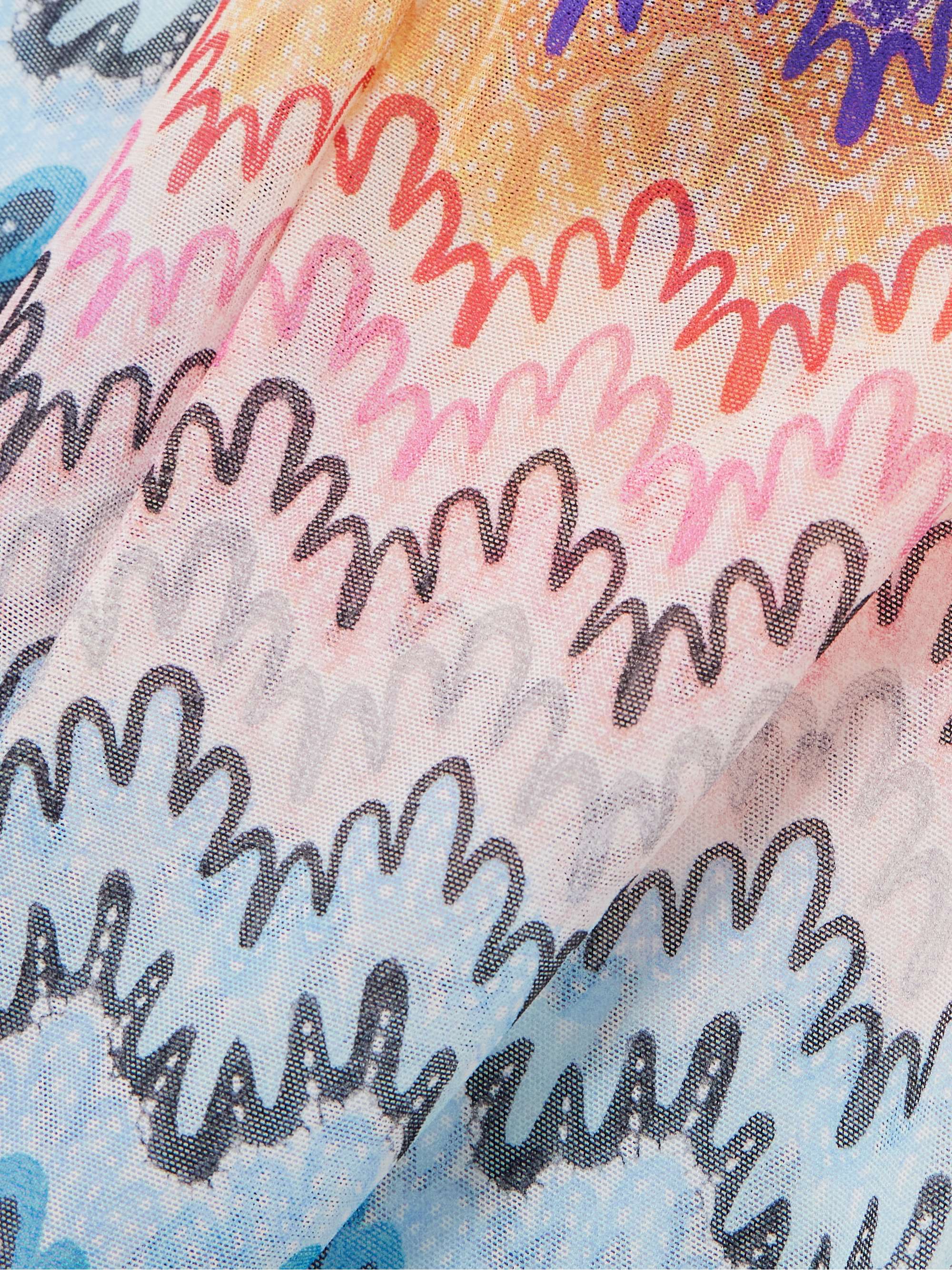 Printed mesh flared pants view