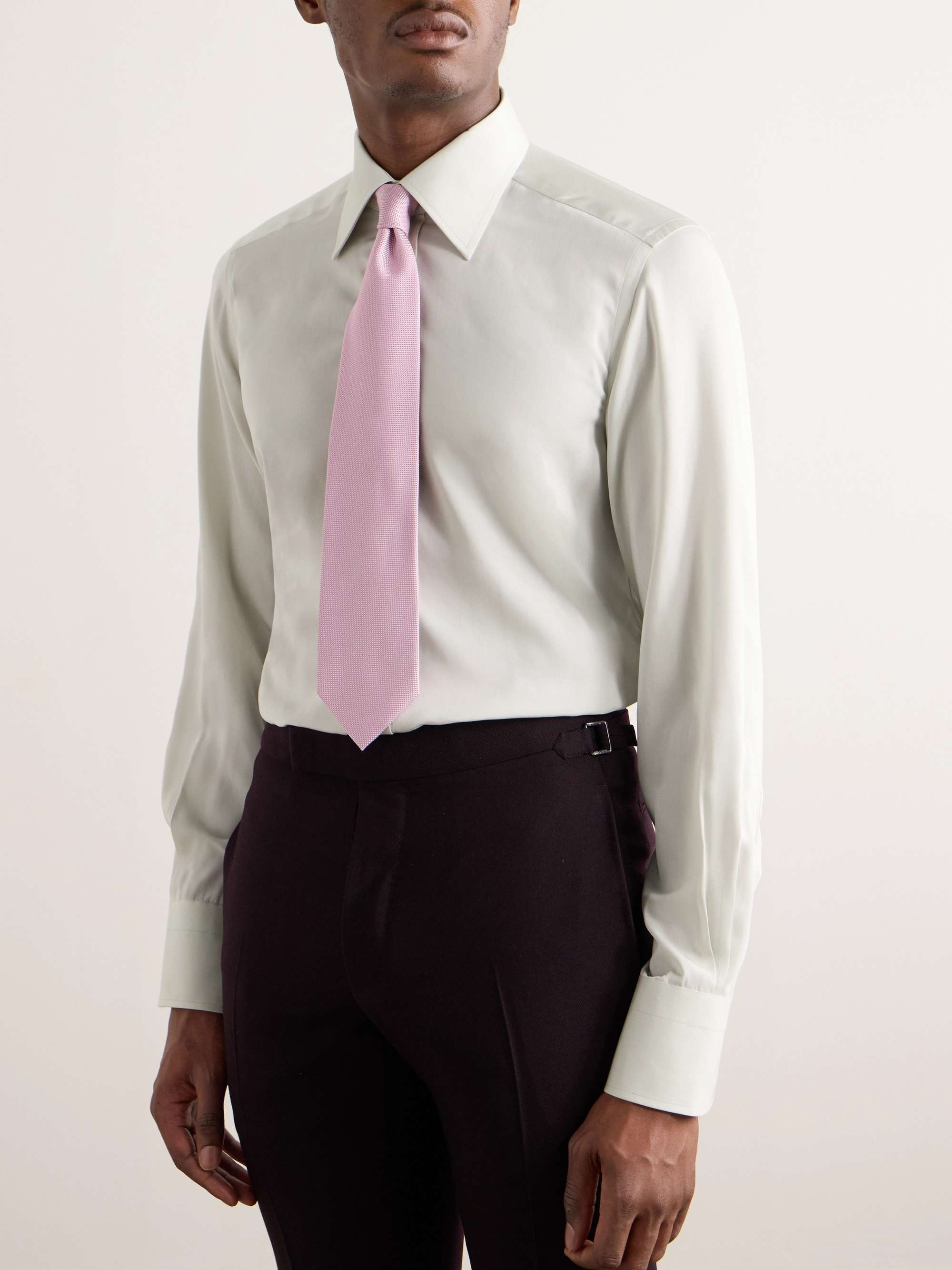 Cutaway-Collar Lyocell-Blend Poplin Shirt view