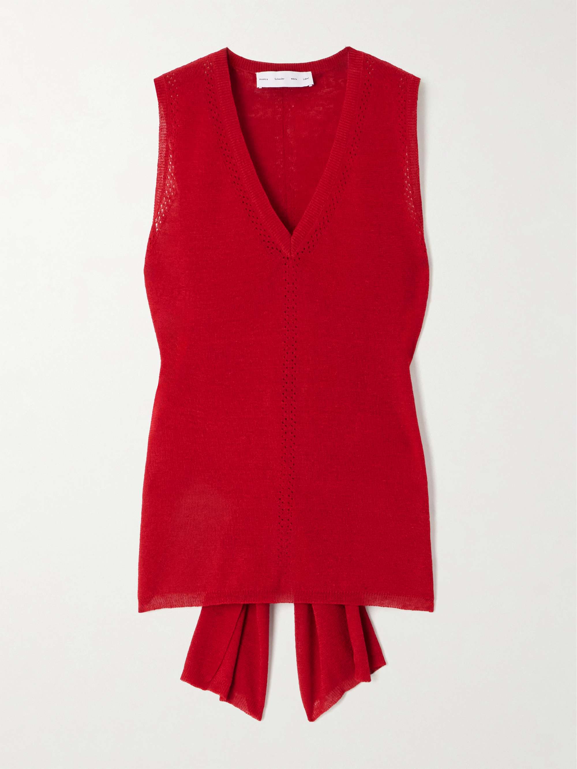 Heyde draped pointelle-trimmed linen-blend tank view