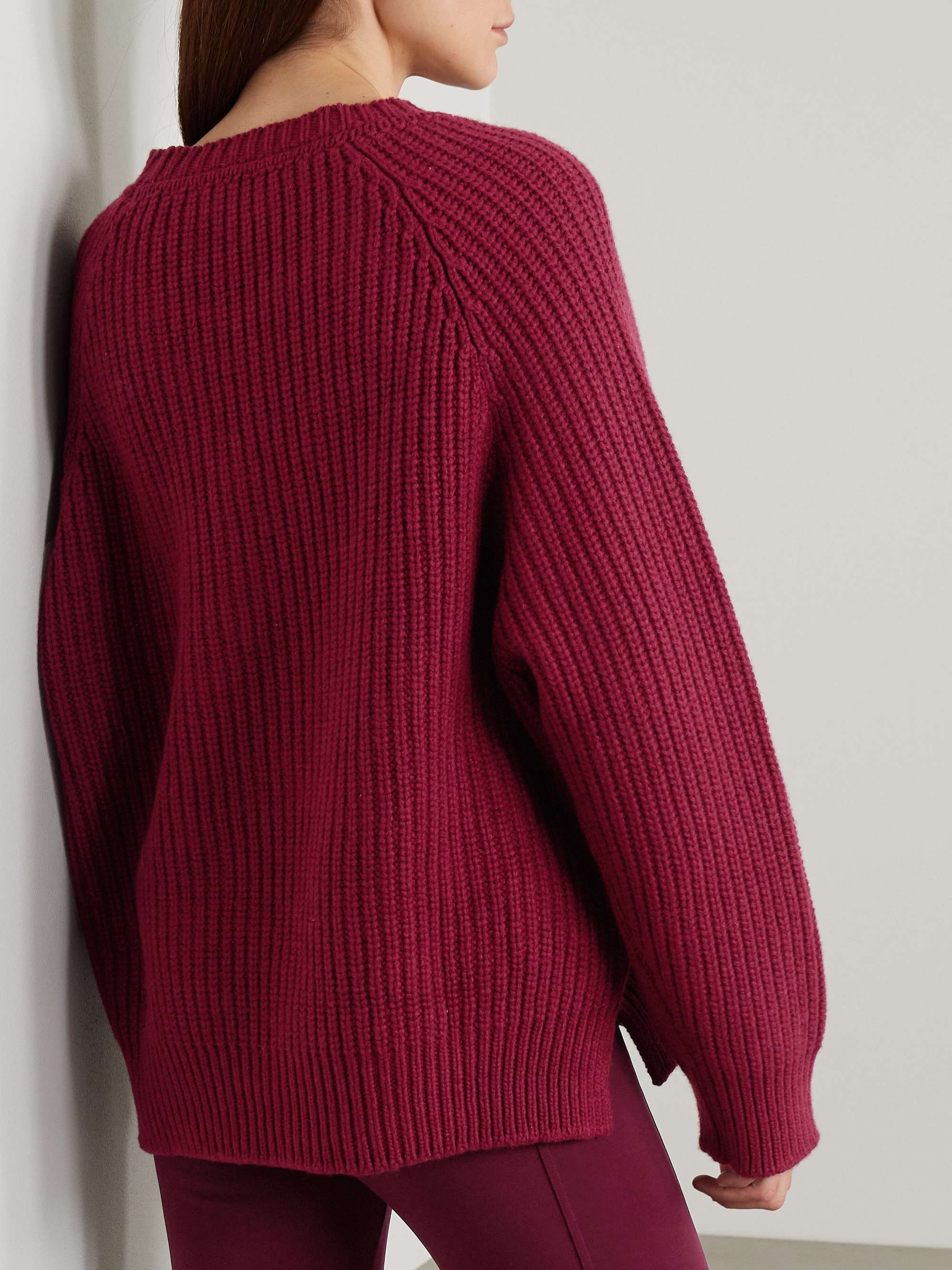 Oversized ribbed recycled cashmere and wool-blend sweater view