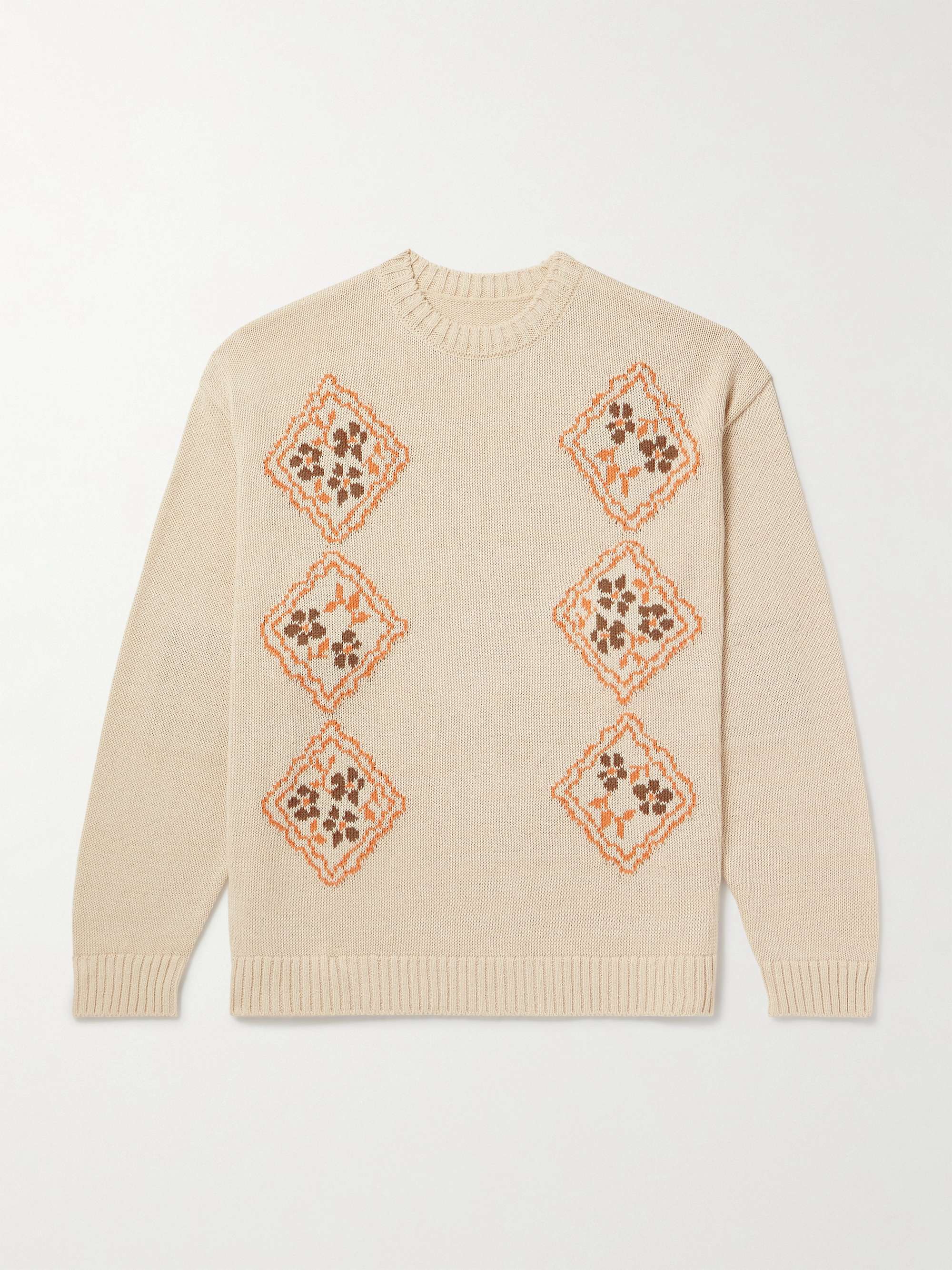 Kookei Jacquard-Knitted Cotton-Blend Sweater view