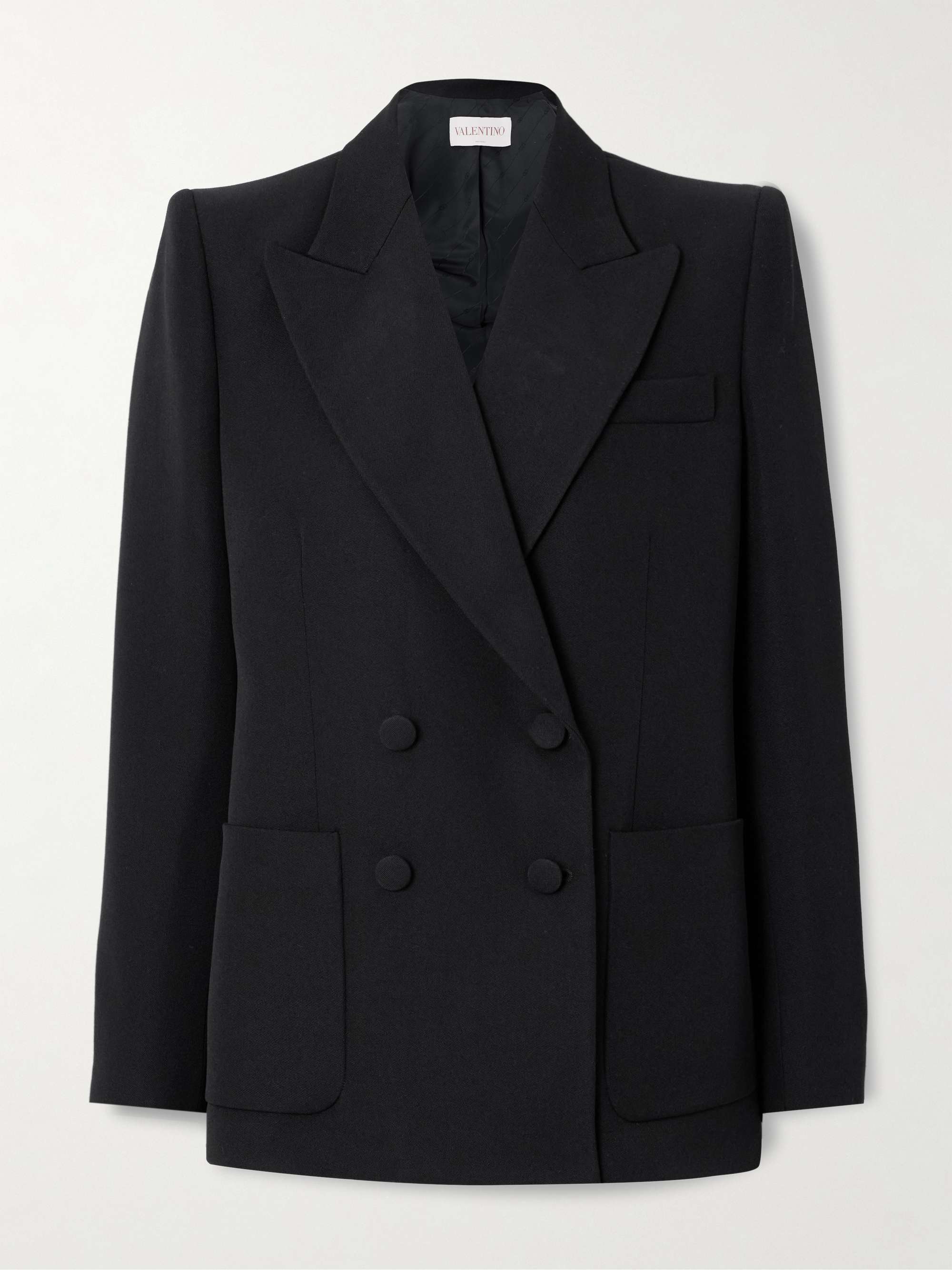 Double-breasted grain de poudre wool blazer view