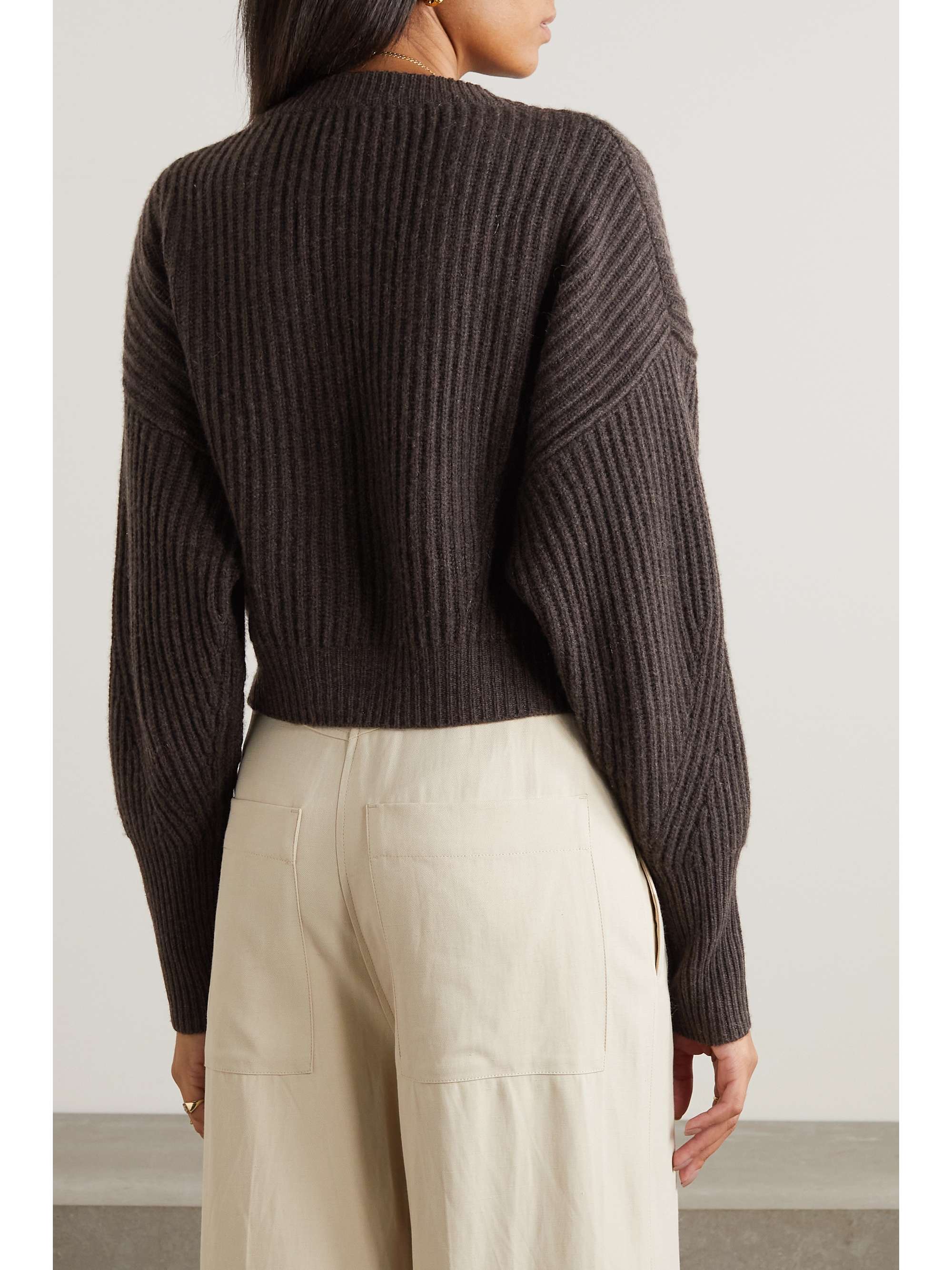 + NET SUSTAIN Monaco ribbed organic cashmere cardigan view