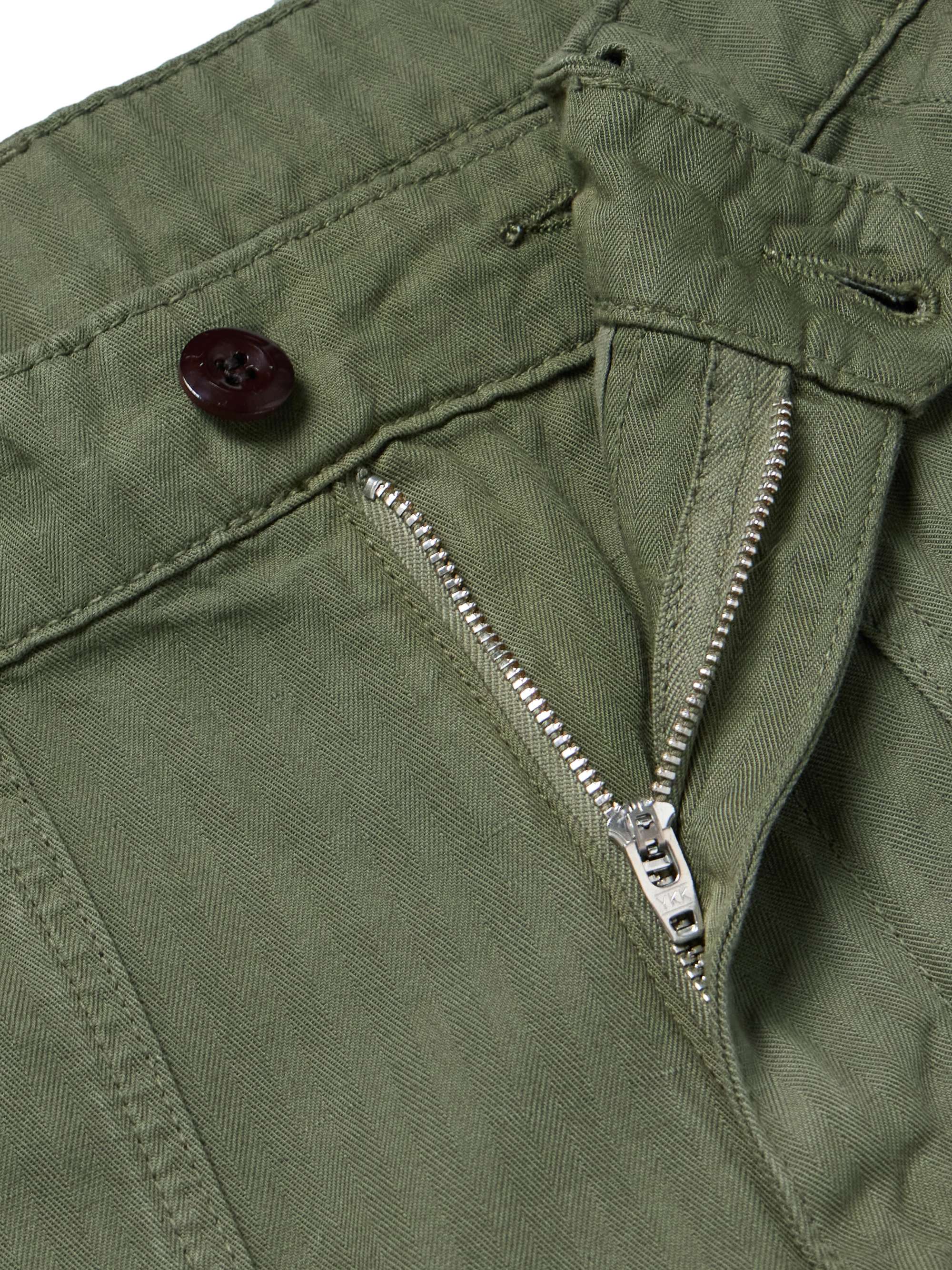 Herringbone Cotton and Linen-Blend Twill Shorts view