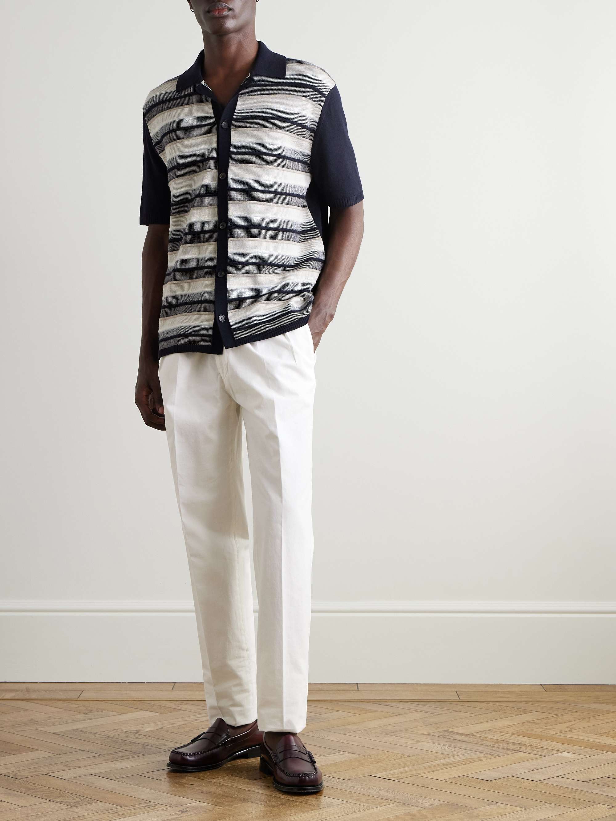 Manny Straight-Leg Pleated Cotton-Twill Trousers view