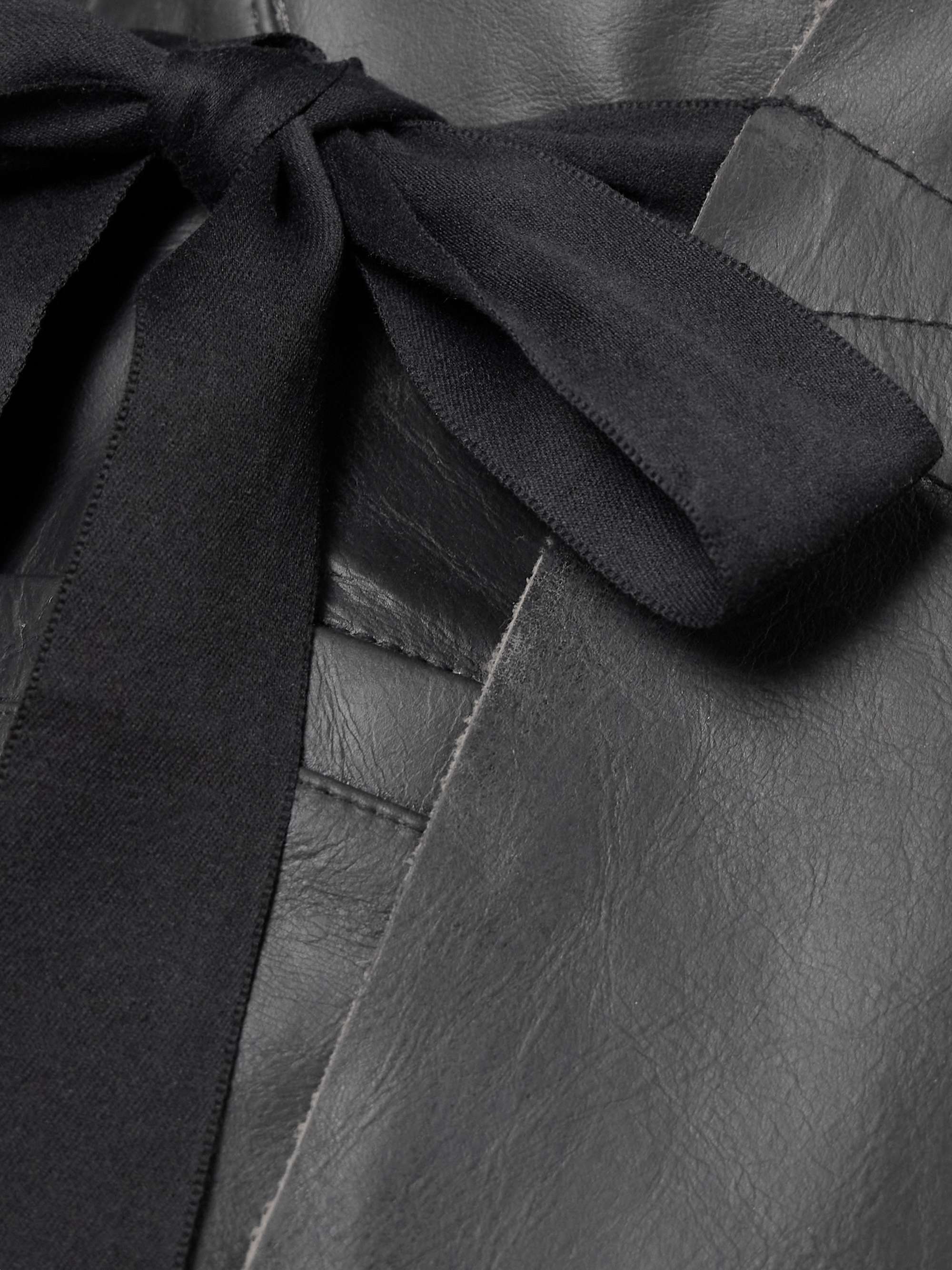 Hollywood grosgrain-trimmed leather wrap jacket view