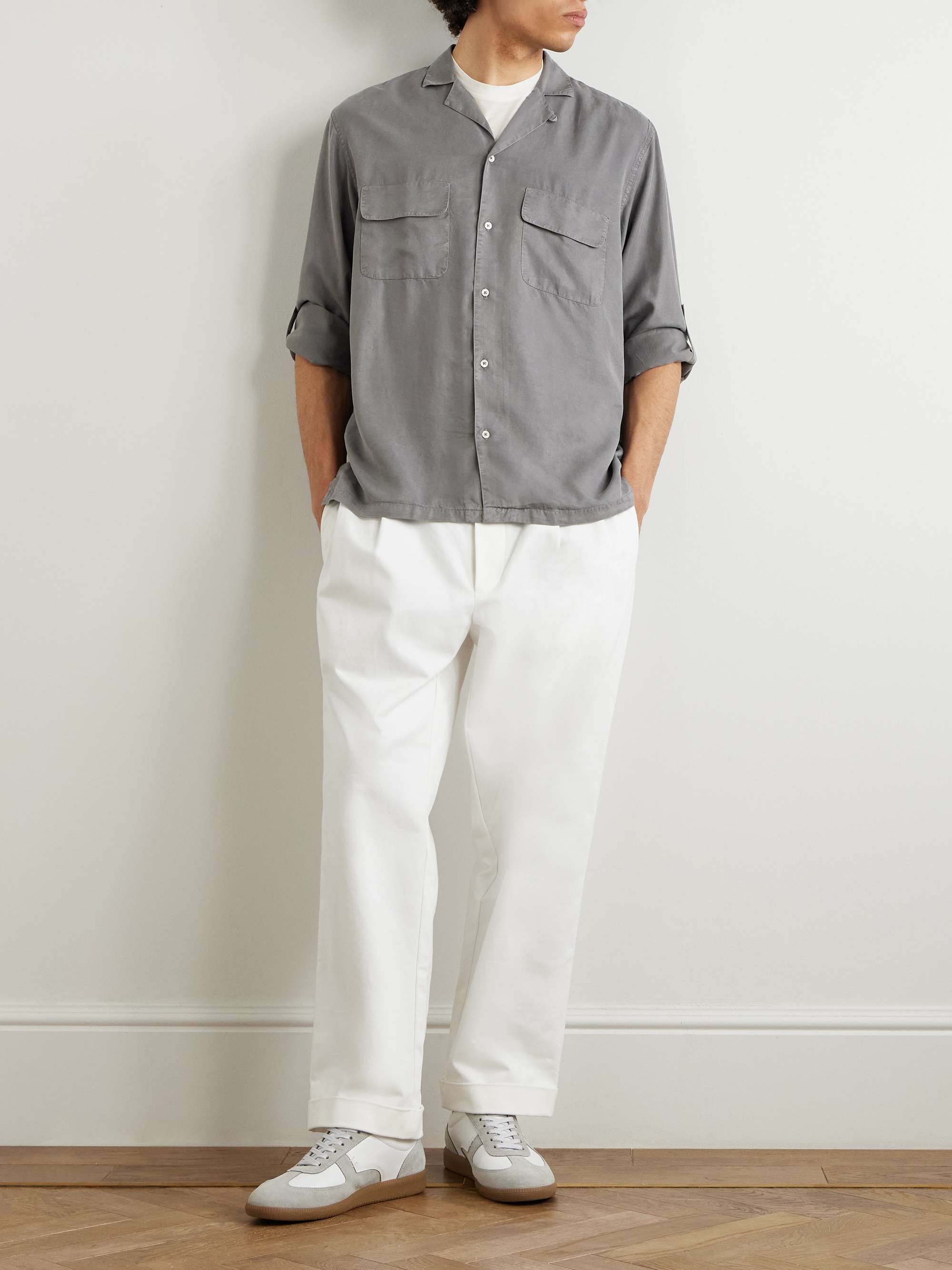 Leto Convertible-Collar Lyocell-Twill Shirt view