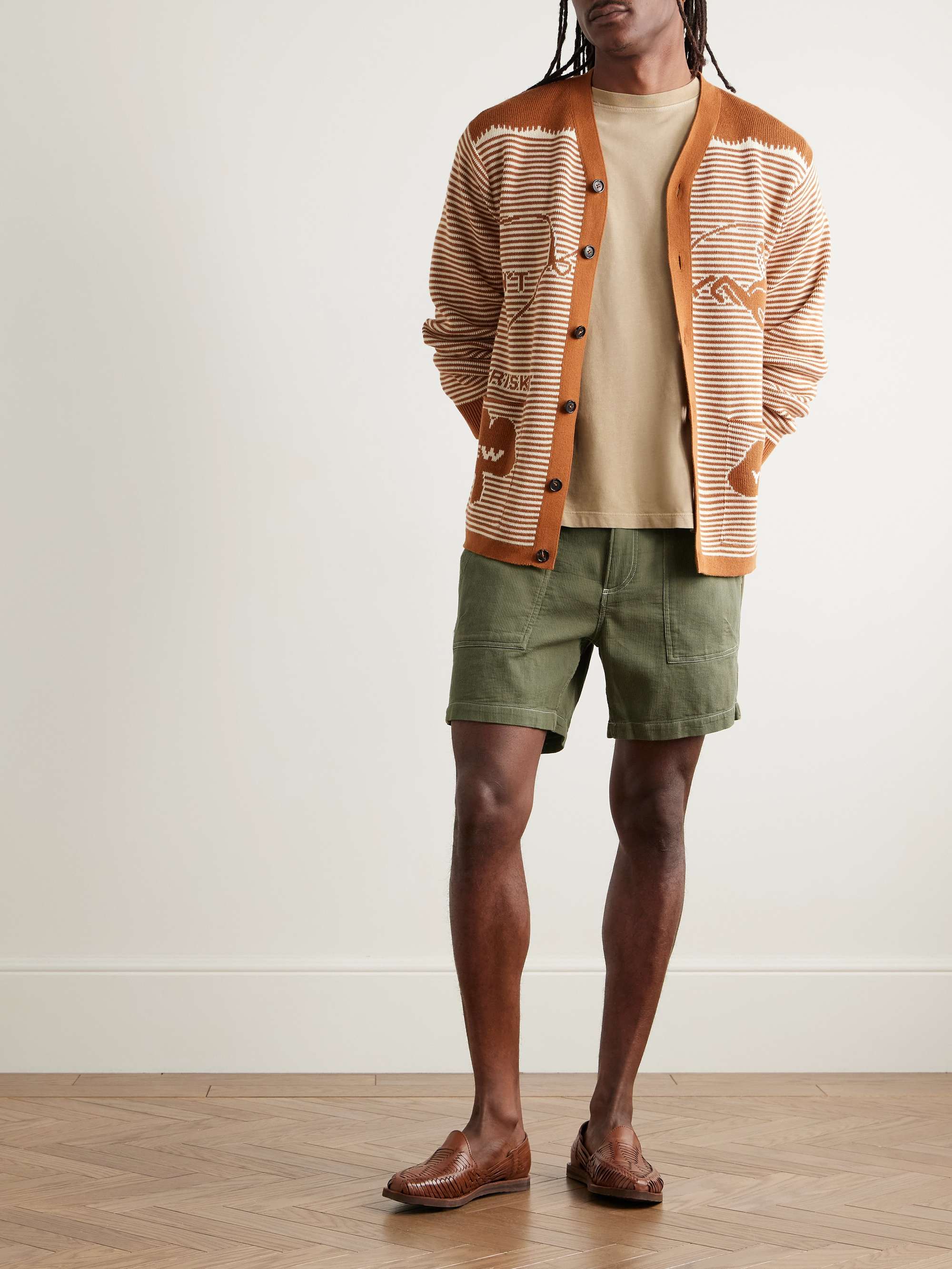 Bedford Straight-Leg Ribbed Cotton Shorts view