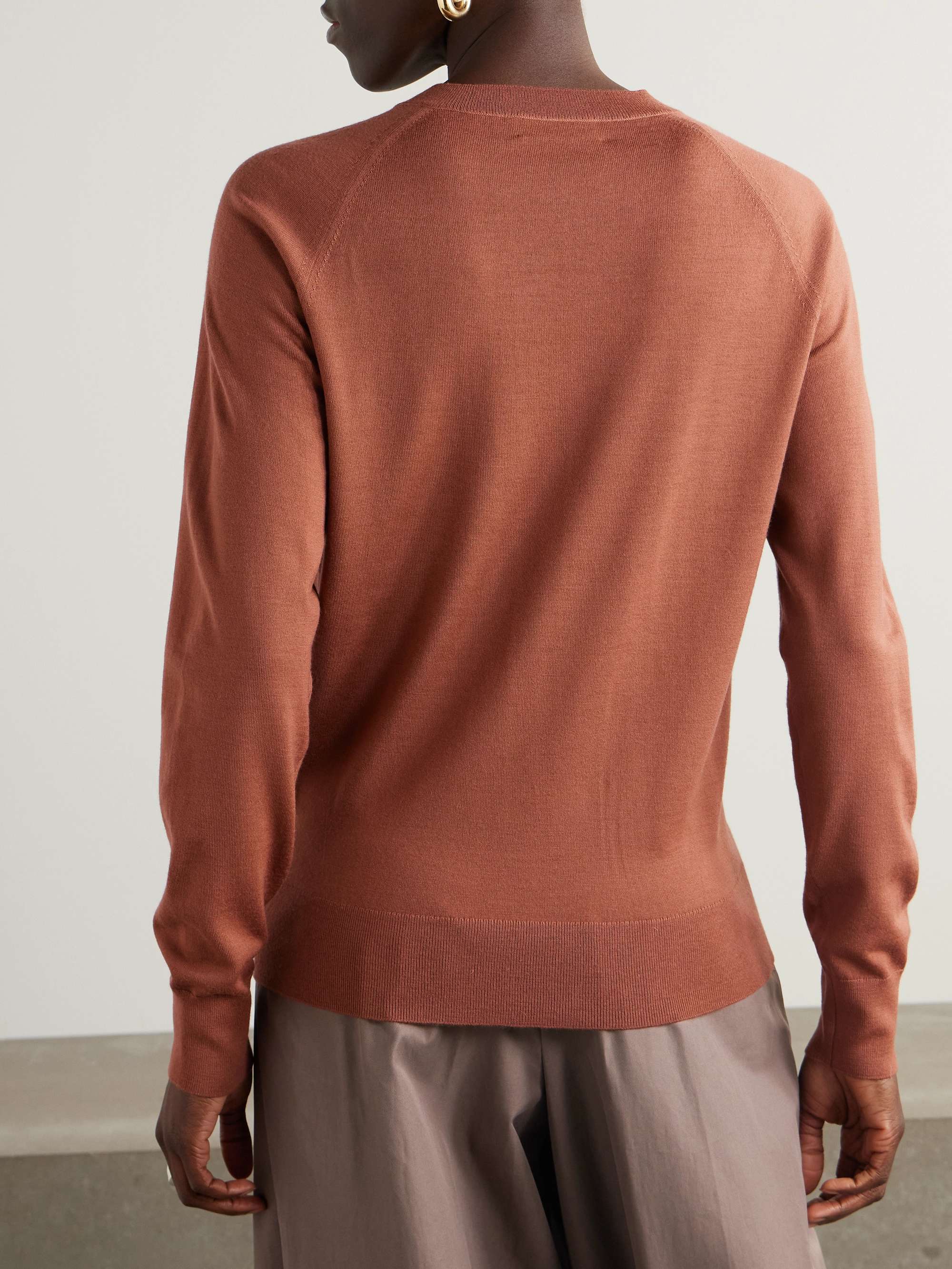 Asymmetric merino wool cardigan view