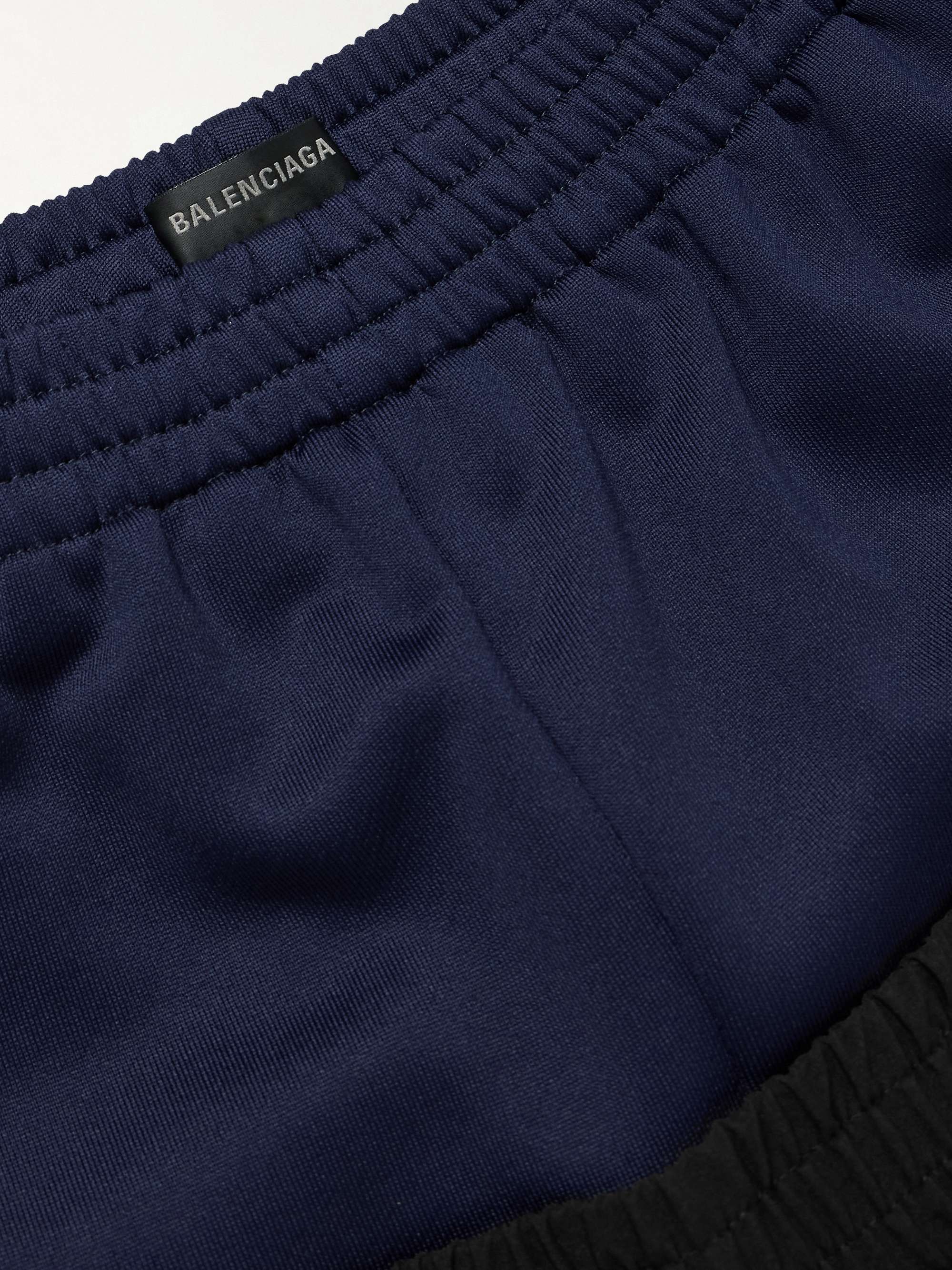 Wide-Leg Layered Striped Tech-Jersey and Shell Track Pants view