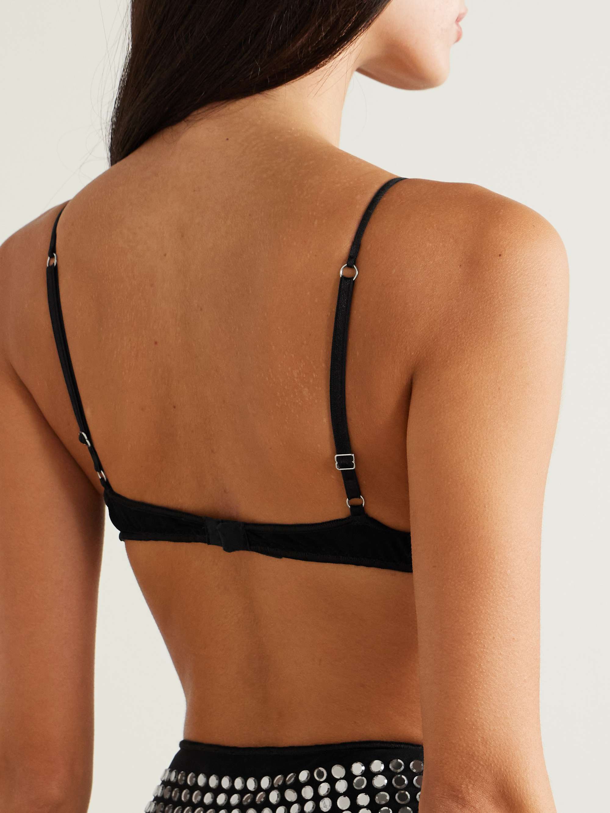 Crystal-embellished stretch-tulle bra view