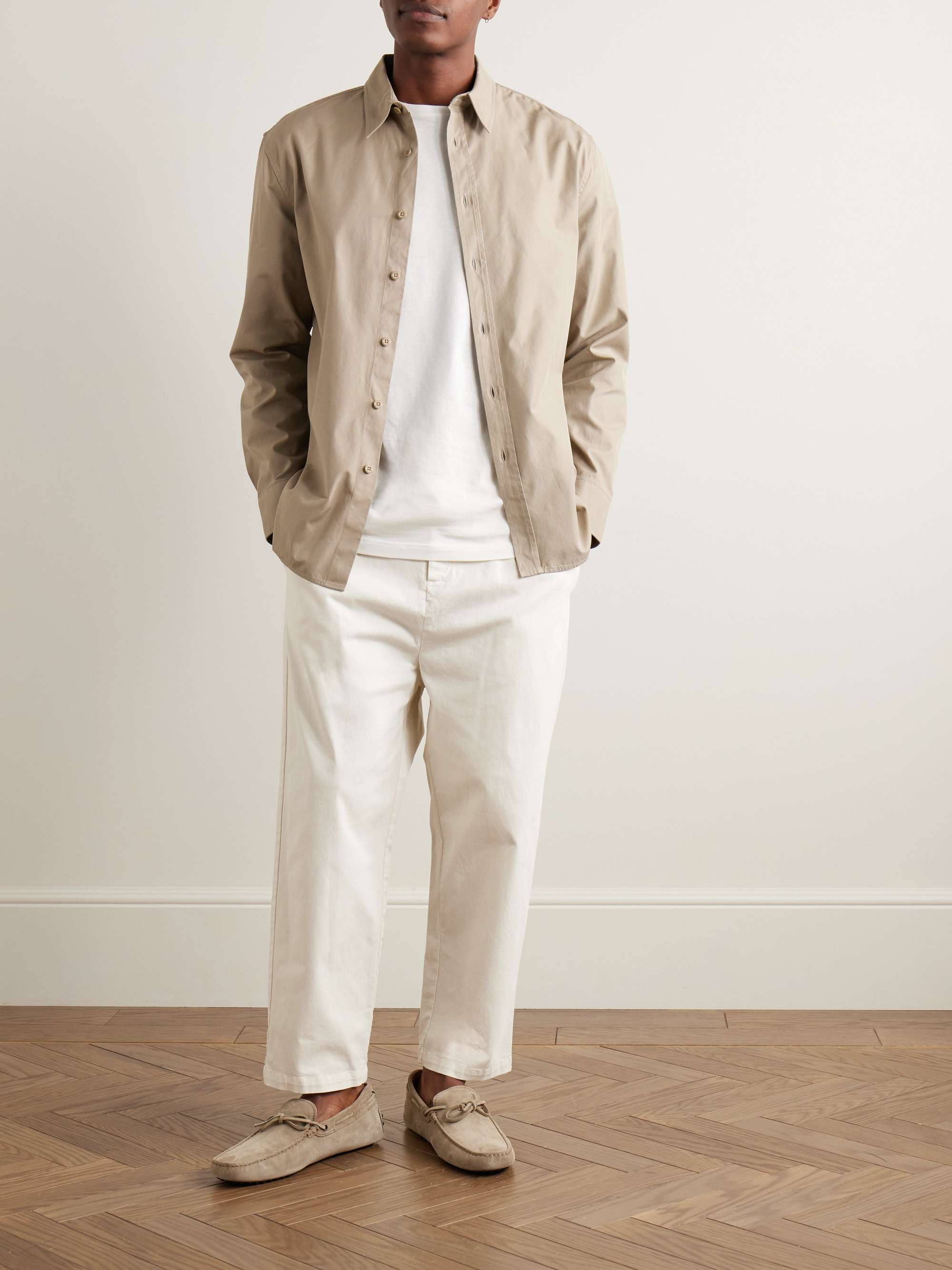 Walker Tapered Cropped Brushed Cotton-Blend Twill Drawstring Trousers view