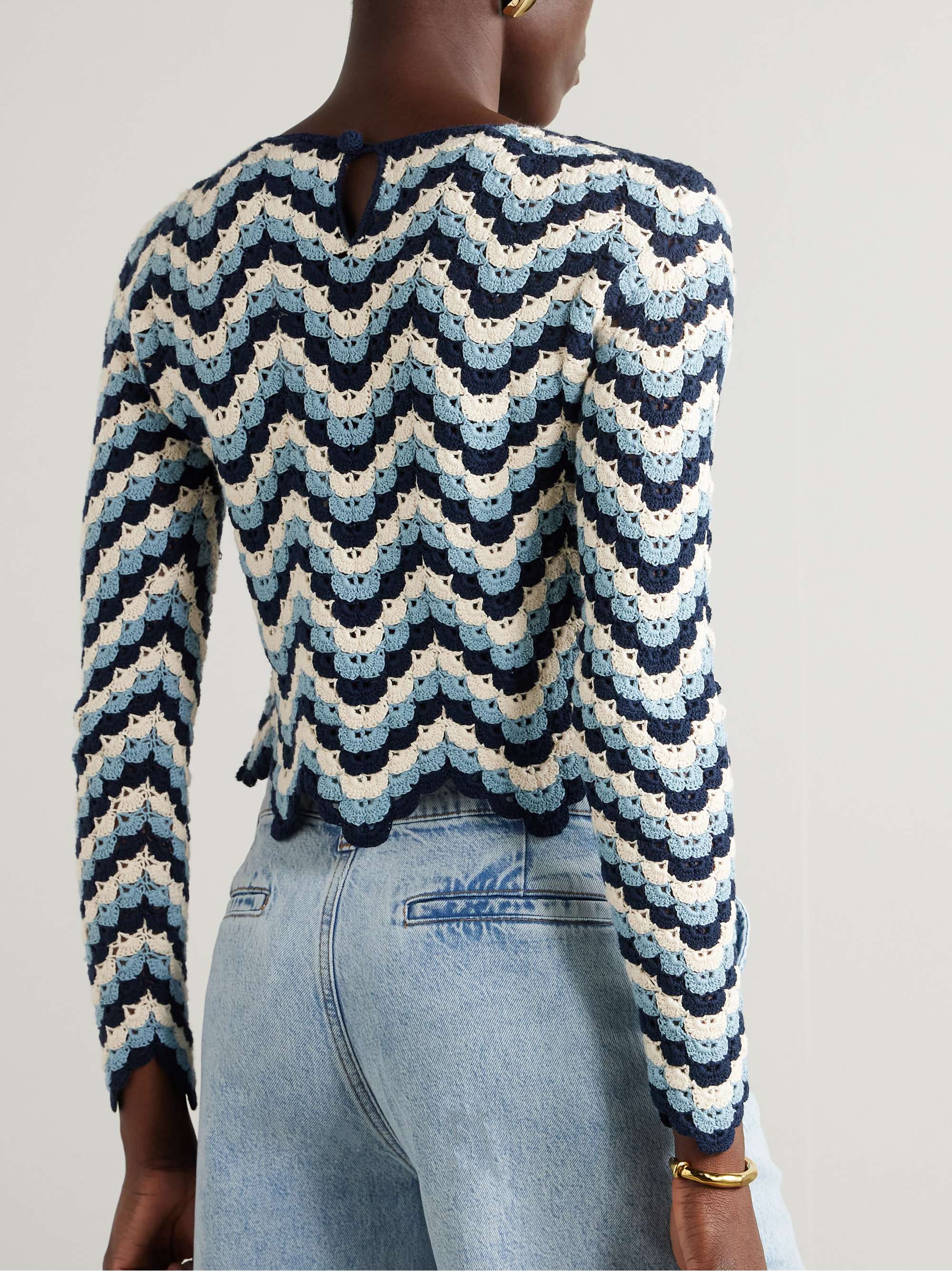 Safi cropped crocheted cotton top view