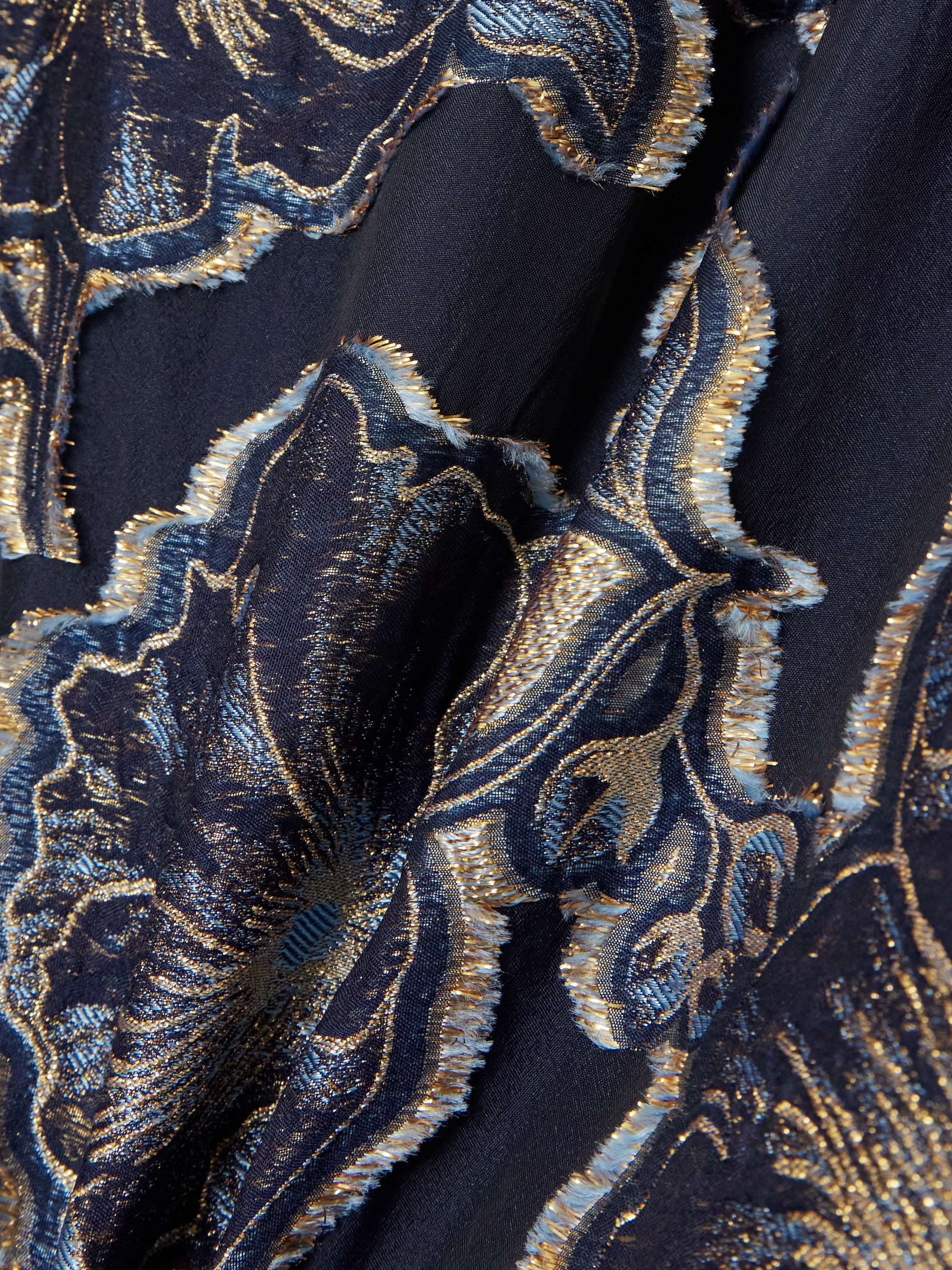 Vera Barocco wrap-effect metallic fil coupé midi skirt view