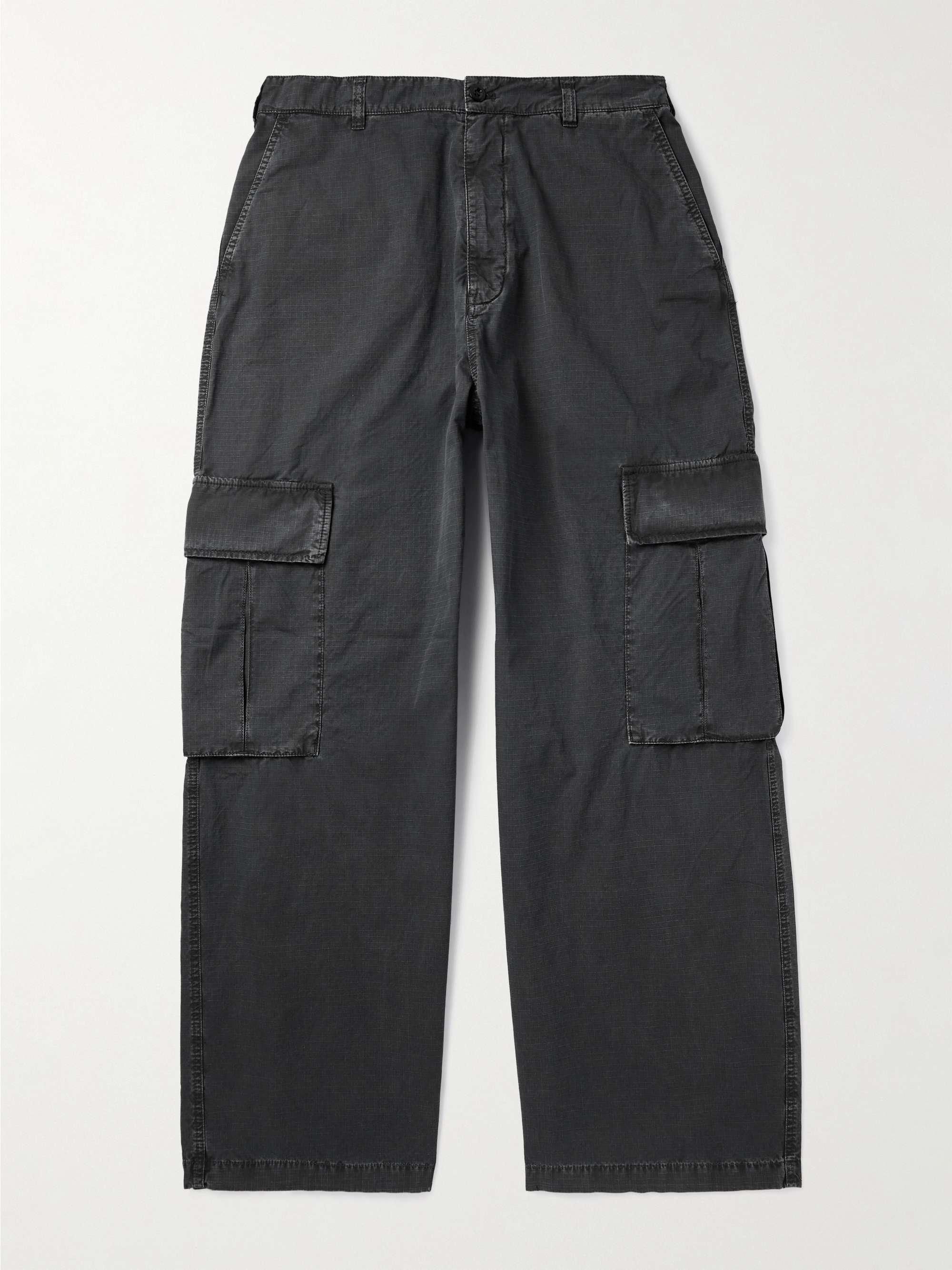 Wide-Leg Logo-Embroidered Cotton-Ripstop Cargo Trousers view