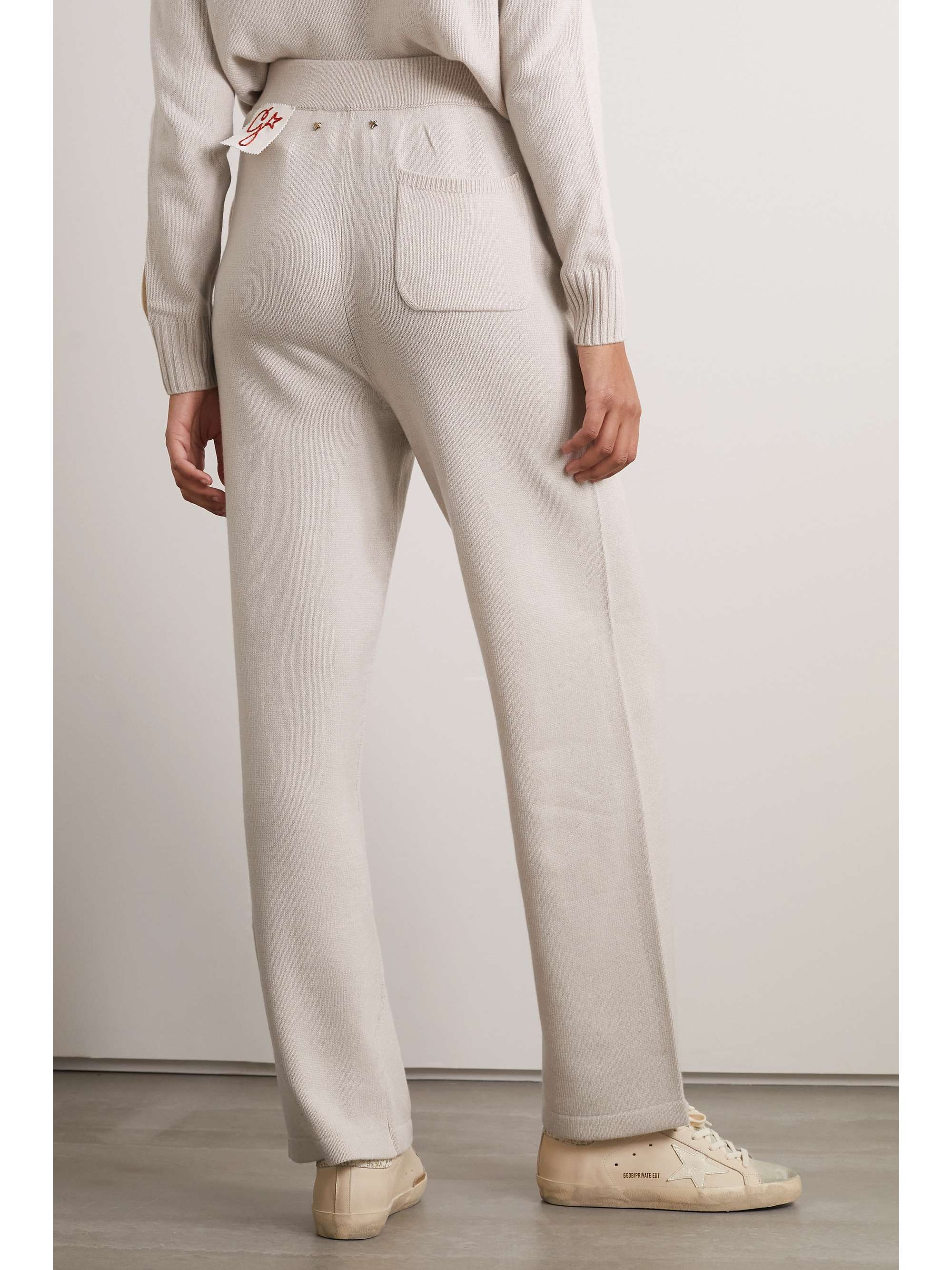 Golden cashmere and wool-blend track pants view