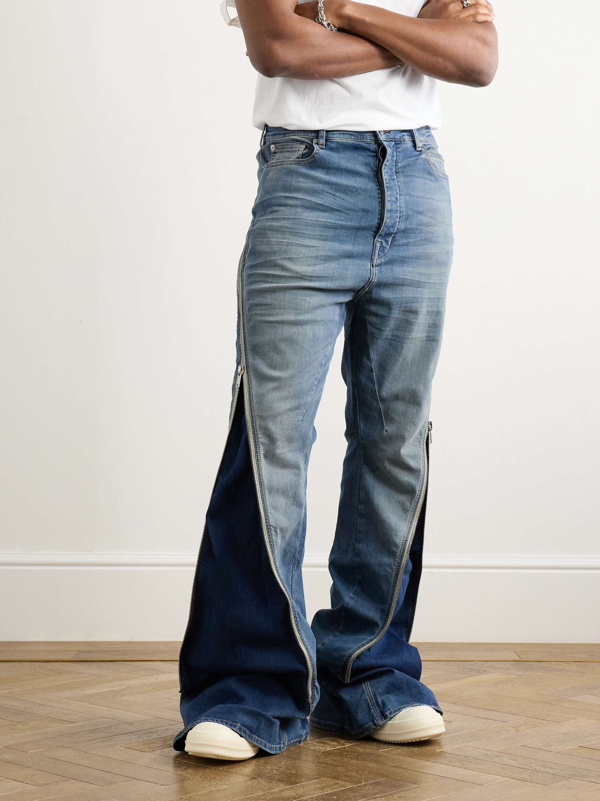 Bolan Banana Wide-Leg Zip-Detailed Waxed Jeans view