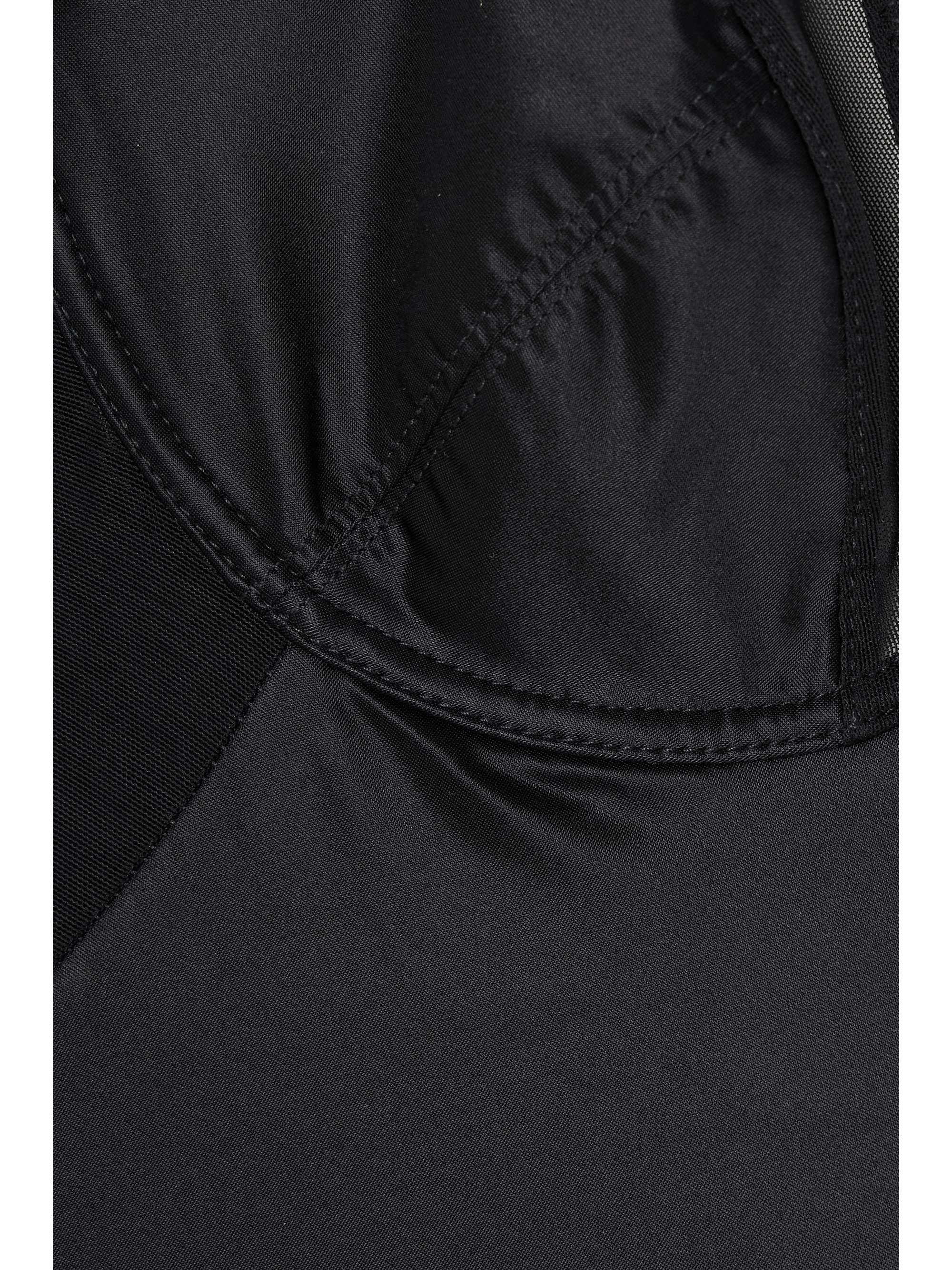 Shaping mesh-trimmed stretch-satin thong bodysuit view