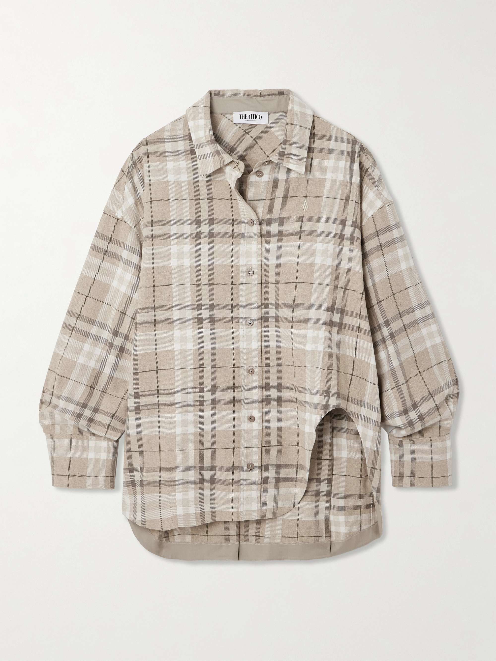 Checked cotton-blend flannel shirt view