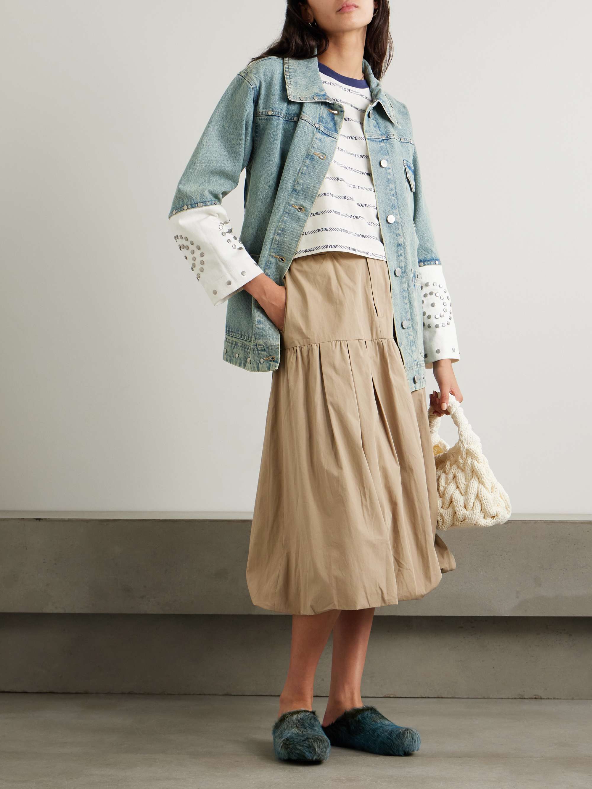 Liam studded two-tone denim jacket view