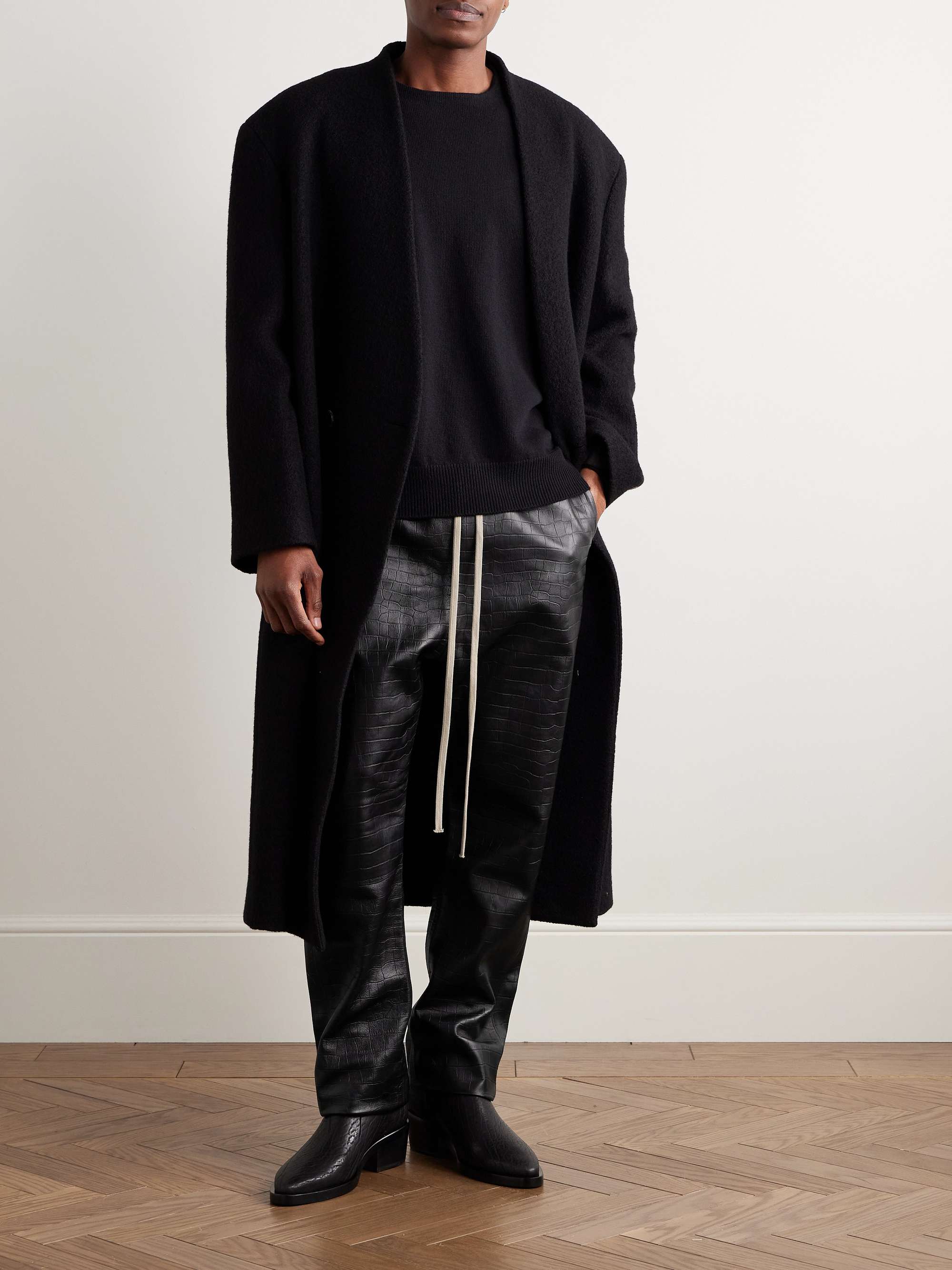 Forum Straight-Leg Croc-Effect Leather Drawstring Trousers view