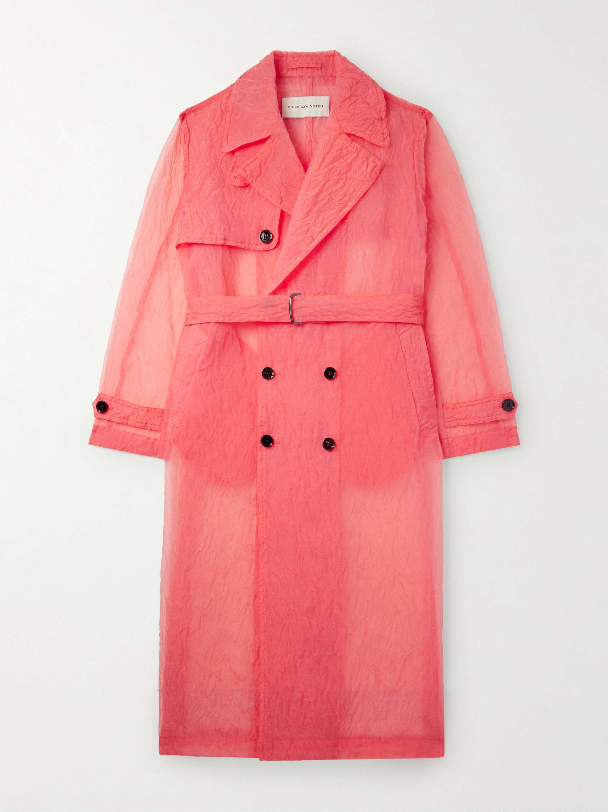 Double-Breasted Crinkled-Organza Trench Coat view