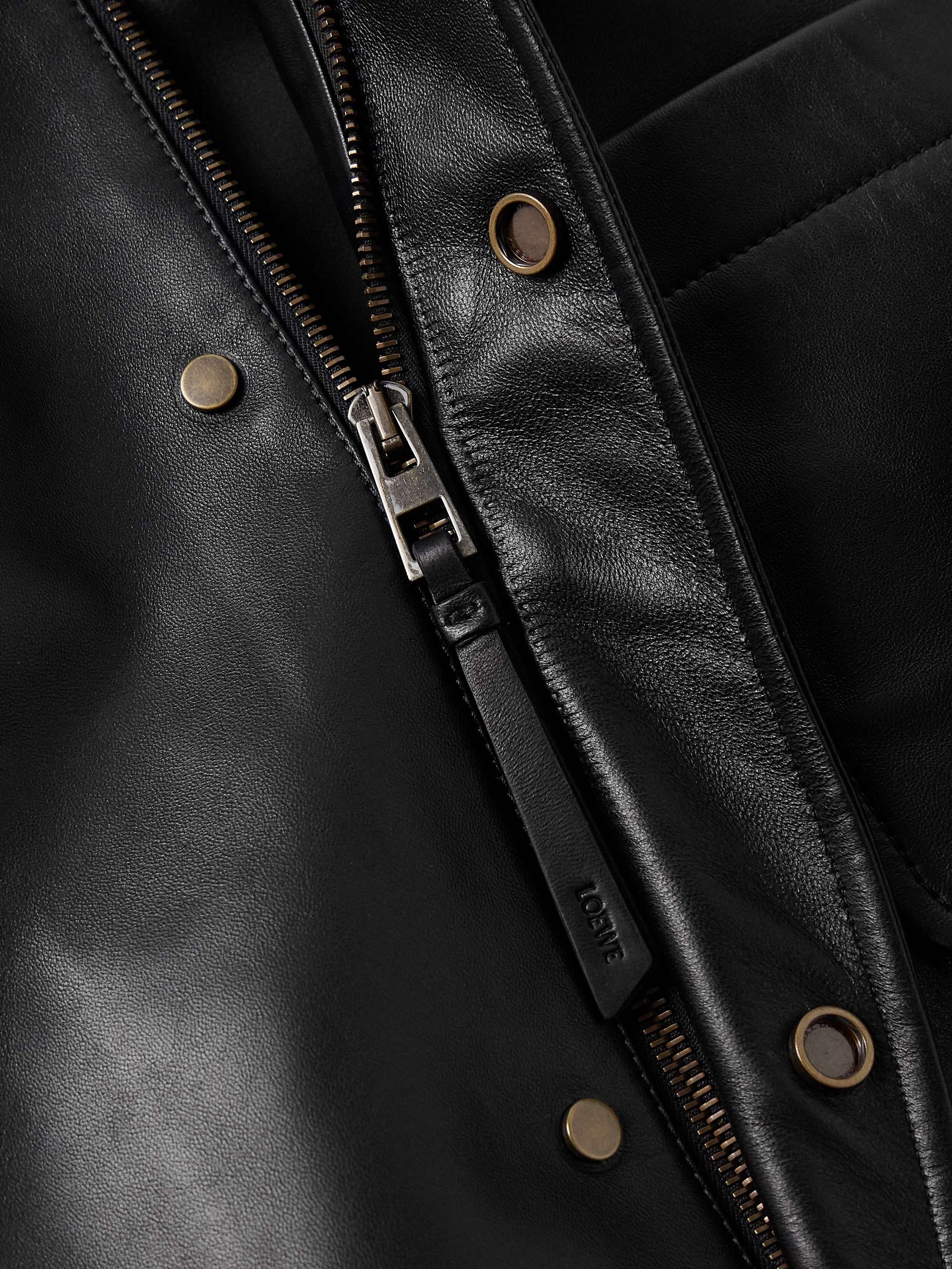 Logo-Debossed Leather Overshirt view