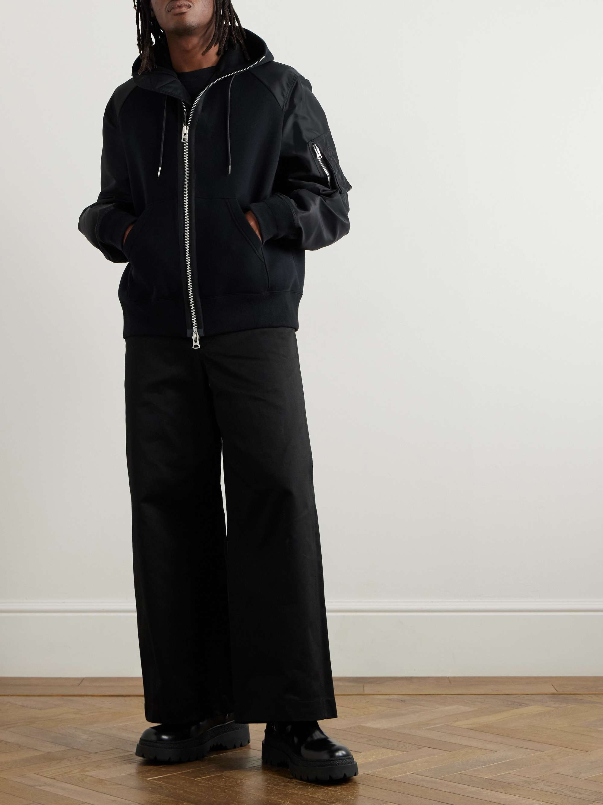 Sponge Padded Cotton-Blend Jersey and Nylon Zip-Up Hoodie view