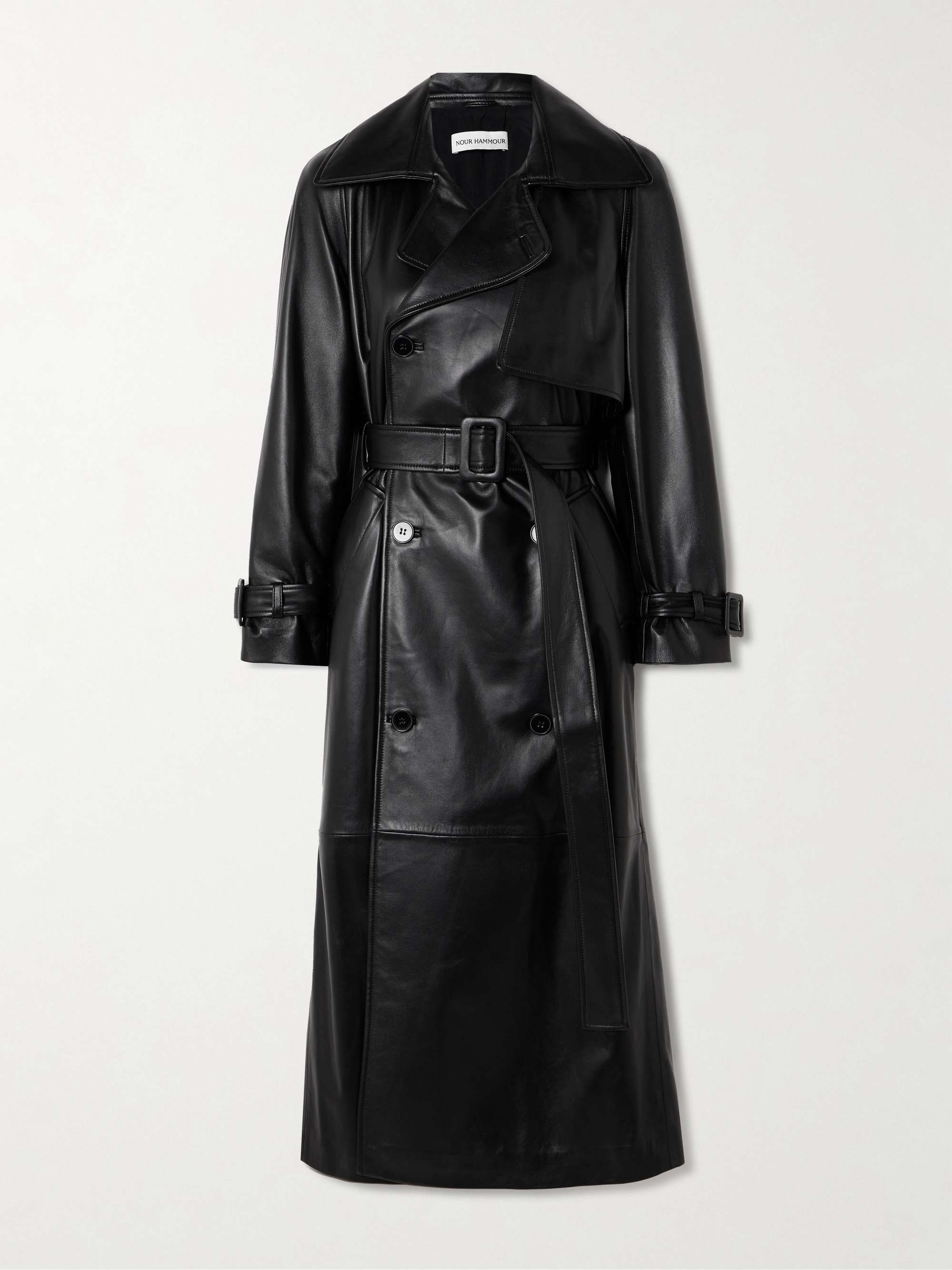 Henri belted leather trench coat view