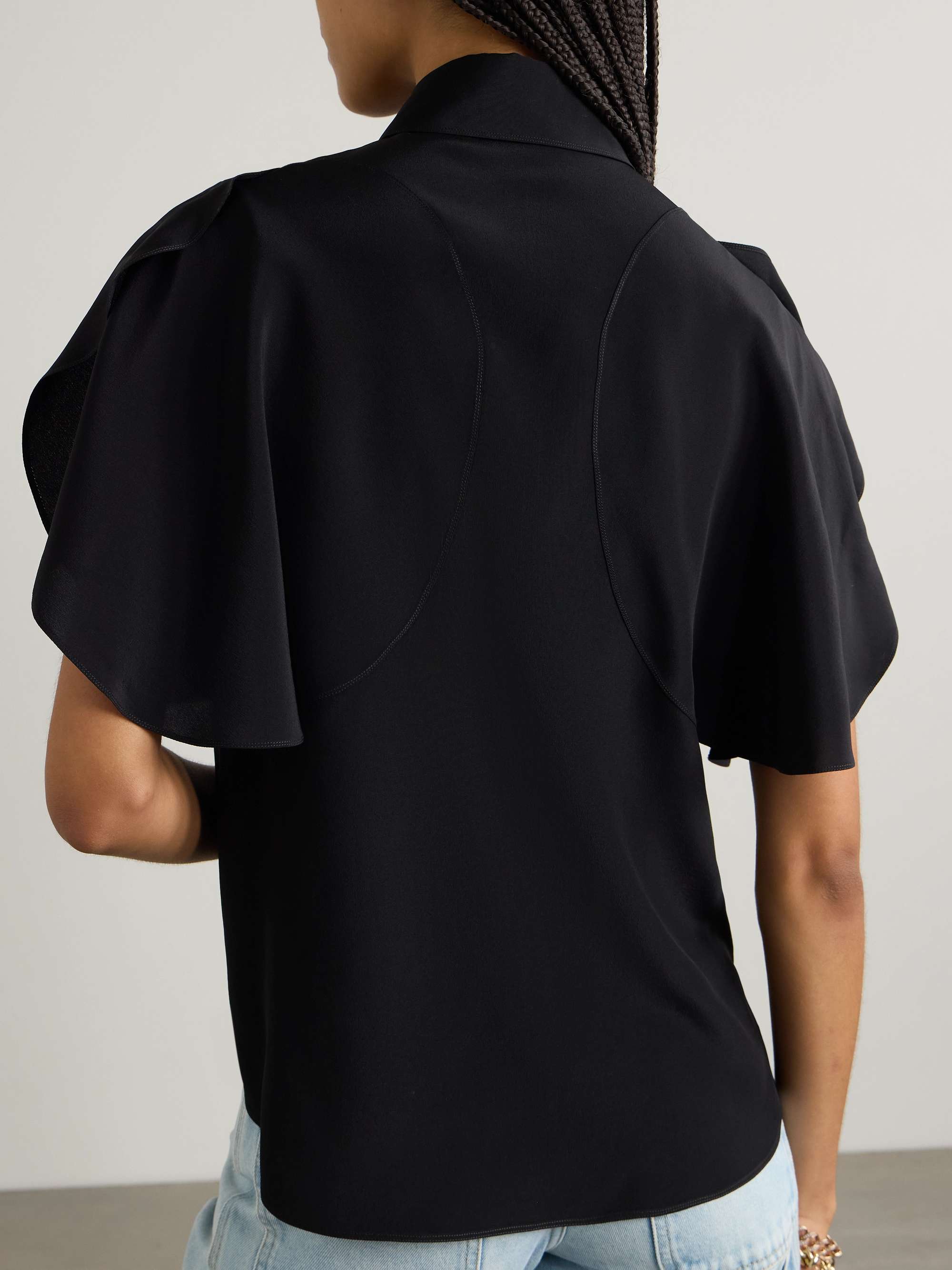 Paneled silk-crepe shirt view