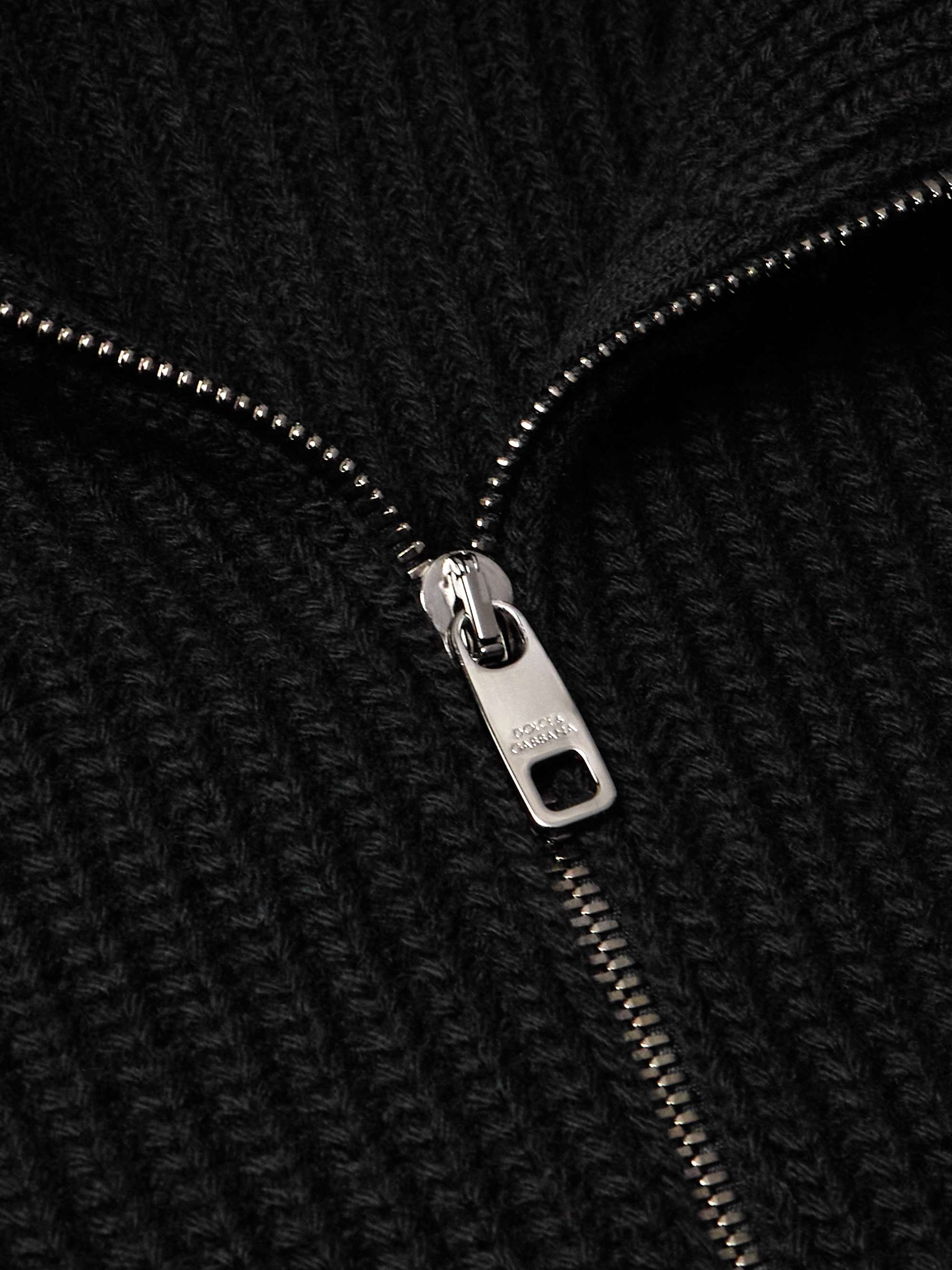 Logo-Appliquéd Ribbed Wool Half-Zip Sweater view