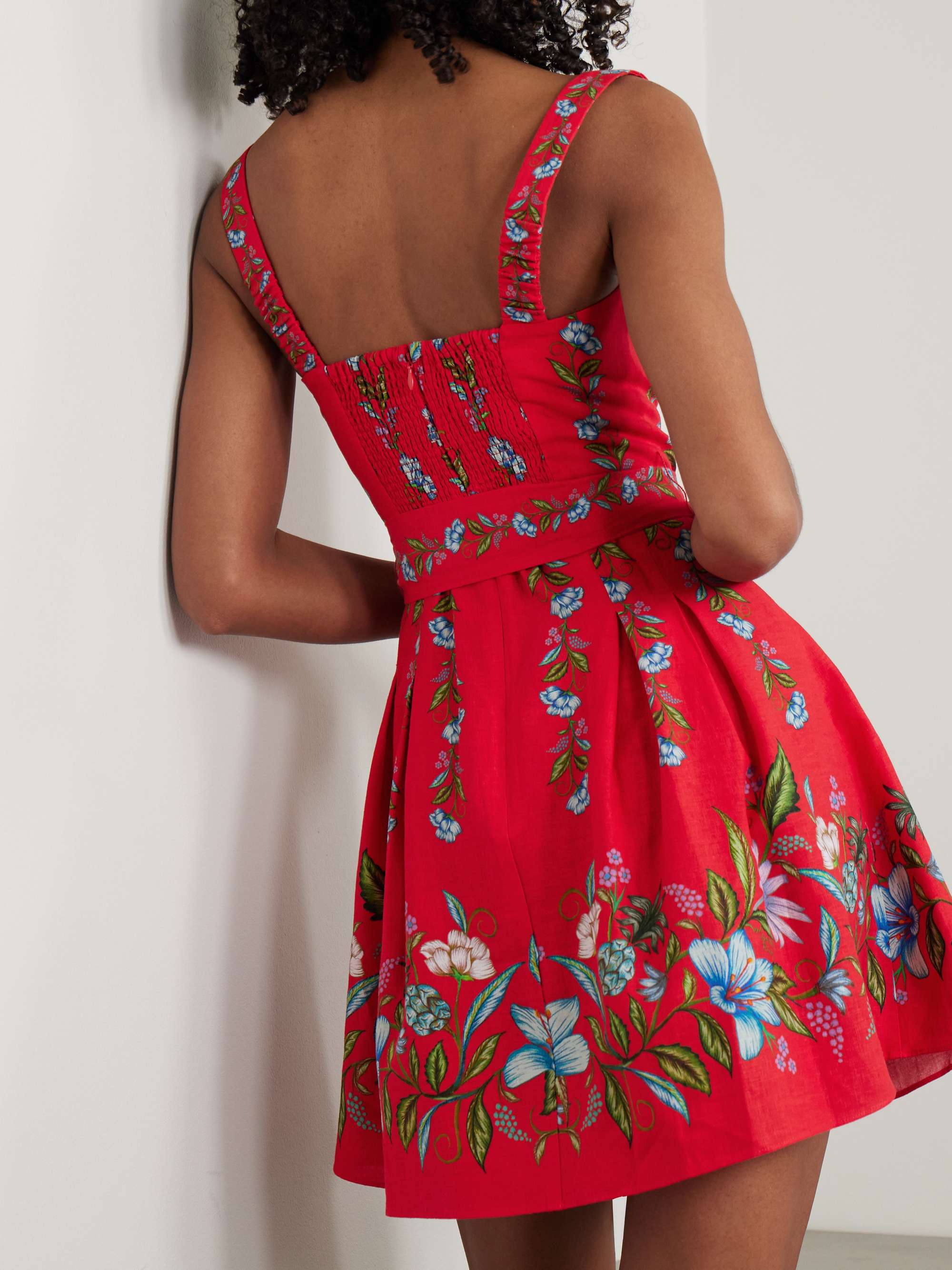 Sweet Bloom Bouquet belted floral-print linen and LENZING™ ECOVERO™-blend mini dress view