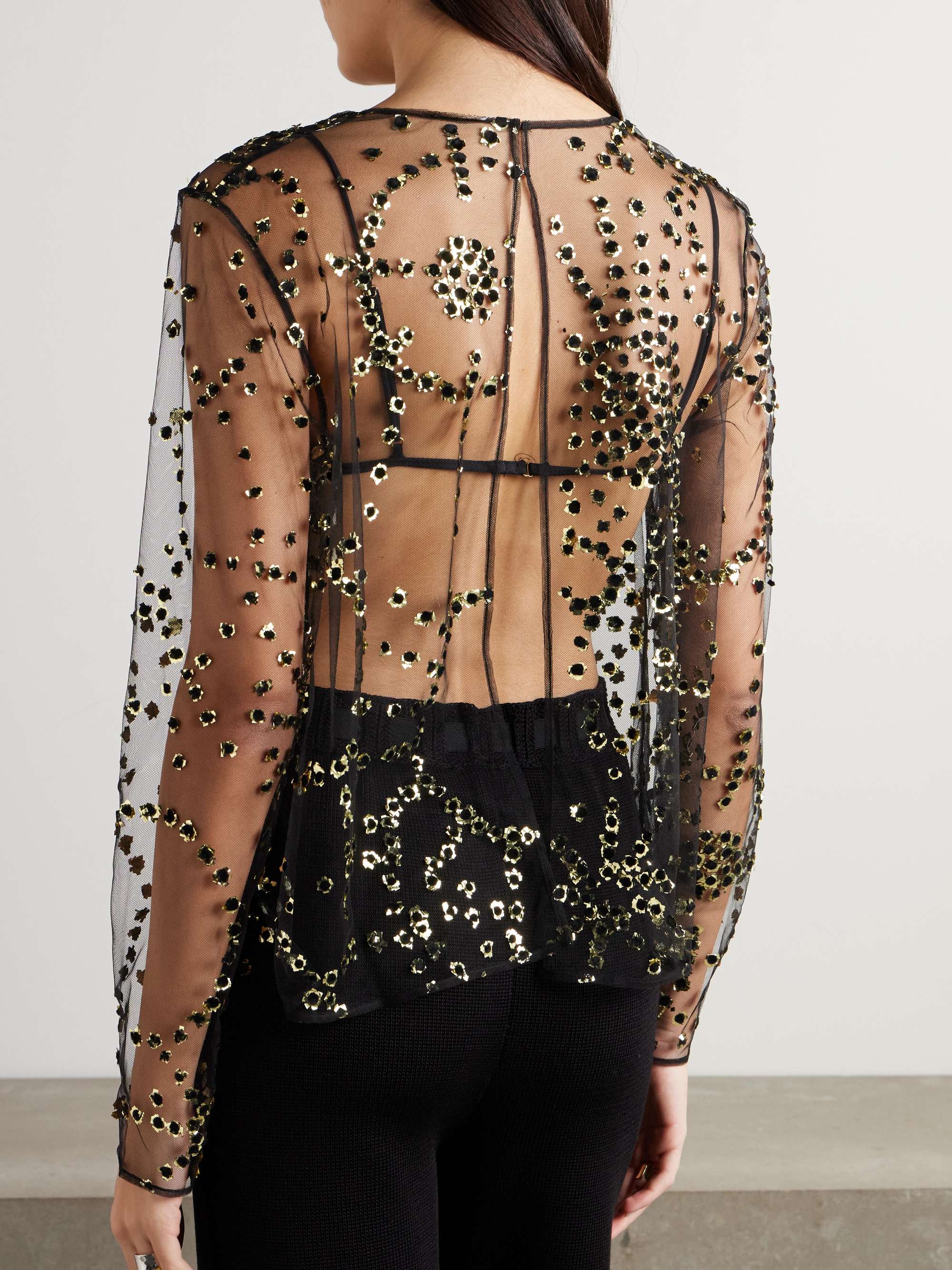 Sheer Fete appliquéd mesh blouse view