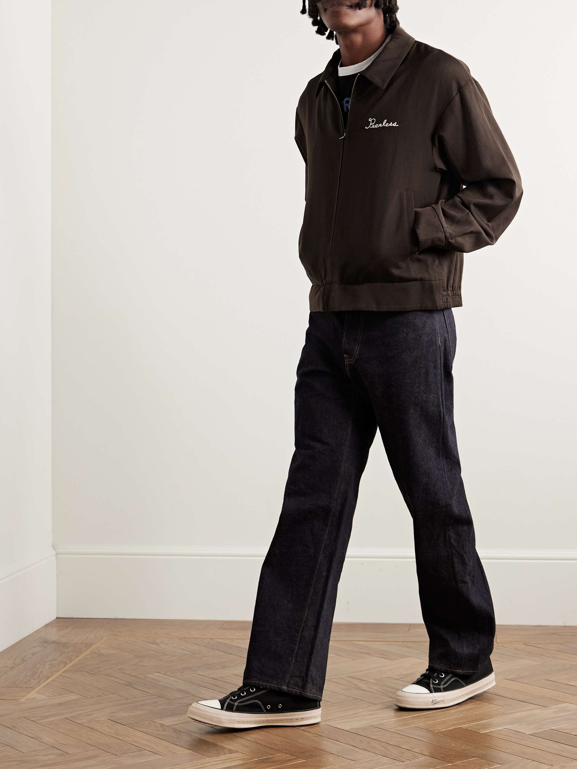 Alcan Embroidered Wool and Linen-Blend Twill Blouson Jacket view
