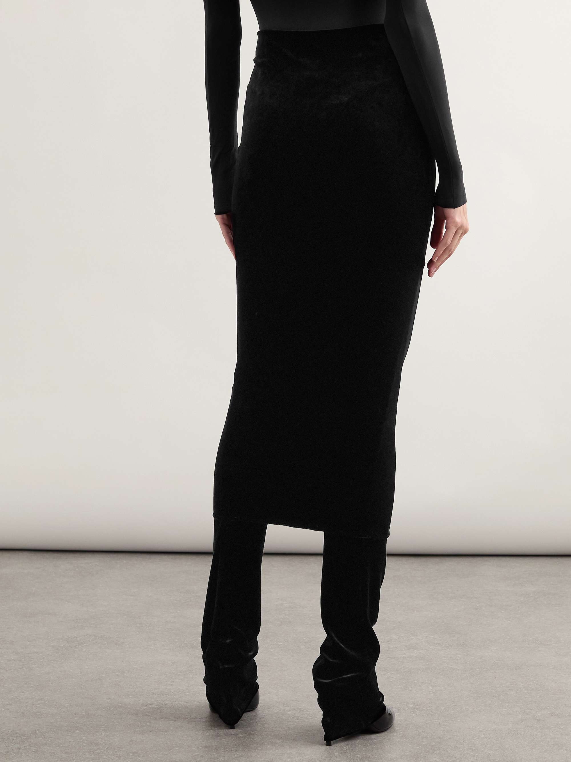 Layered stretch-velvet straight-leg pants view