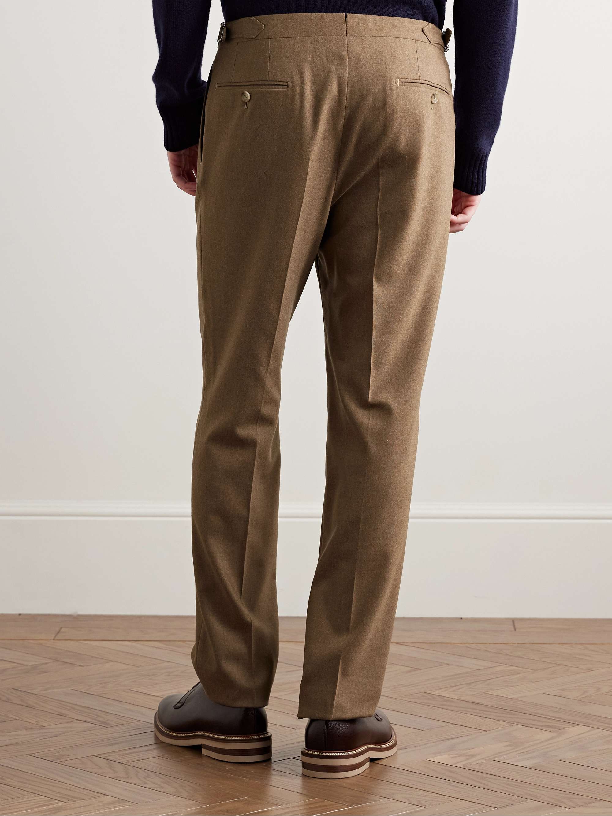 Slim-Fit Pleated Wool-Blend Suit Trousers view