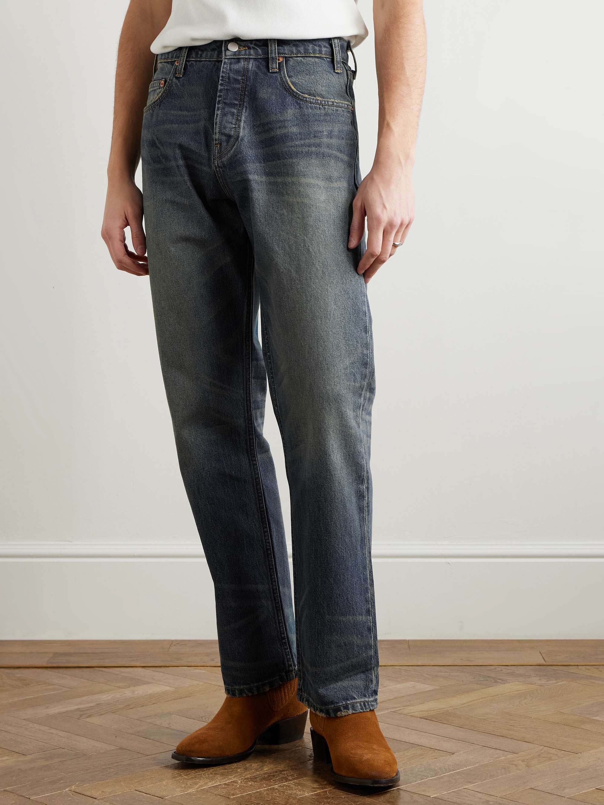 Wide-Leg Distressed Jeans view